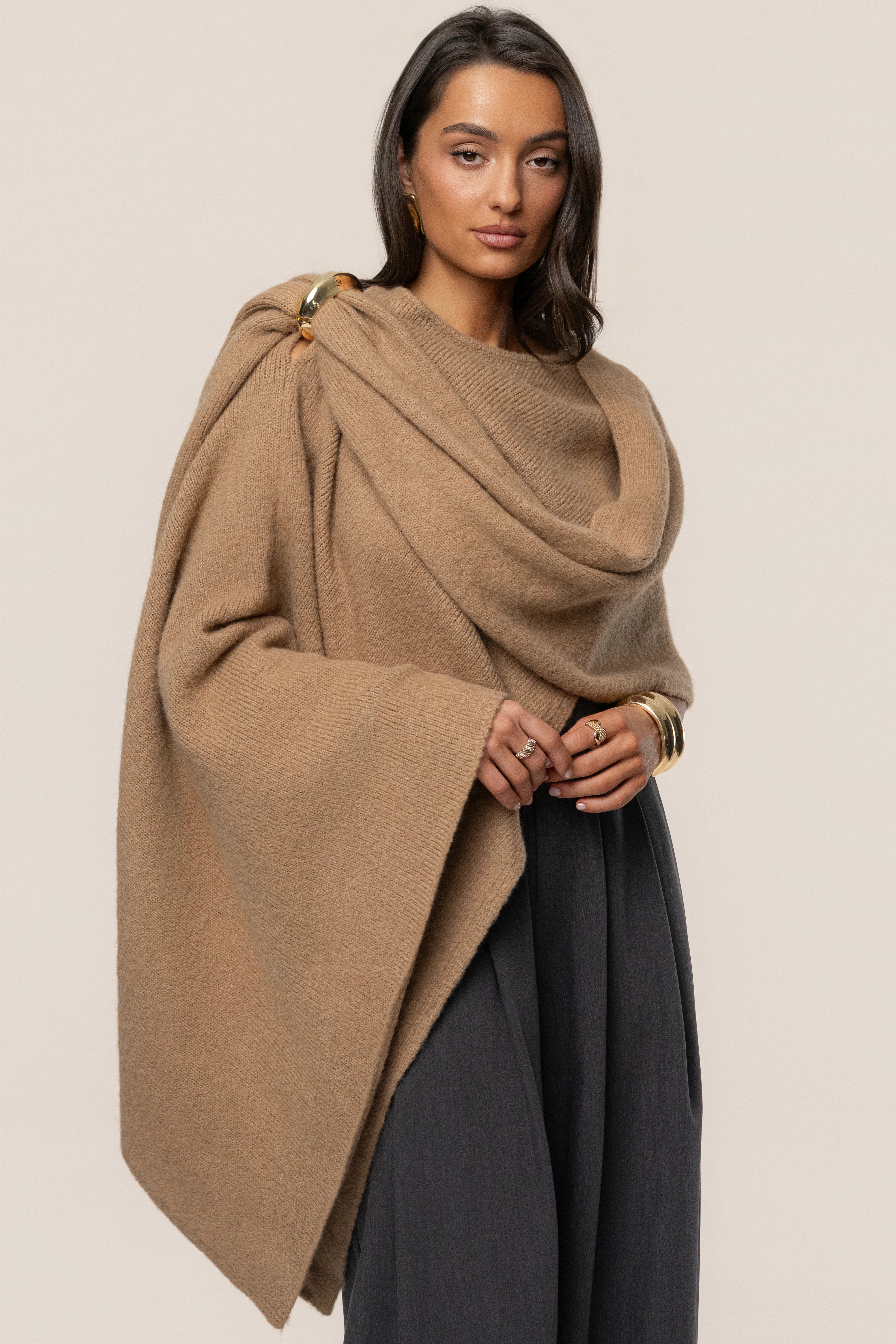 Taupe Radiance Knit Shawl - Image 8