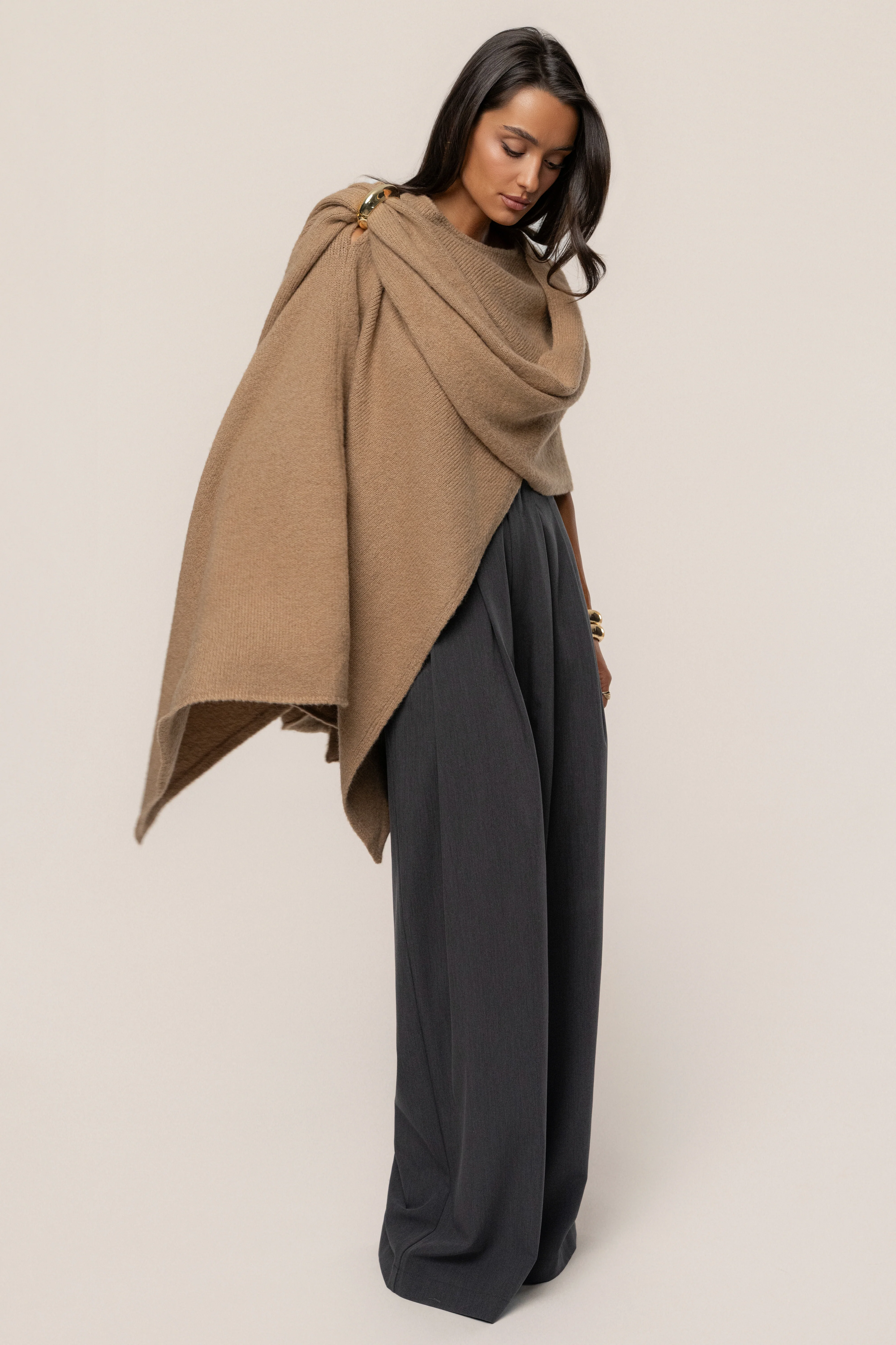 Taupe Radiance Knit Shawl - Image 9