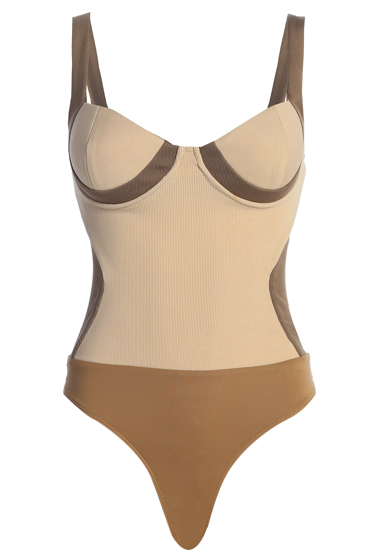 Taupe/Tan Throwback Colorblock Bodysuit - Image 8