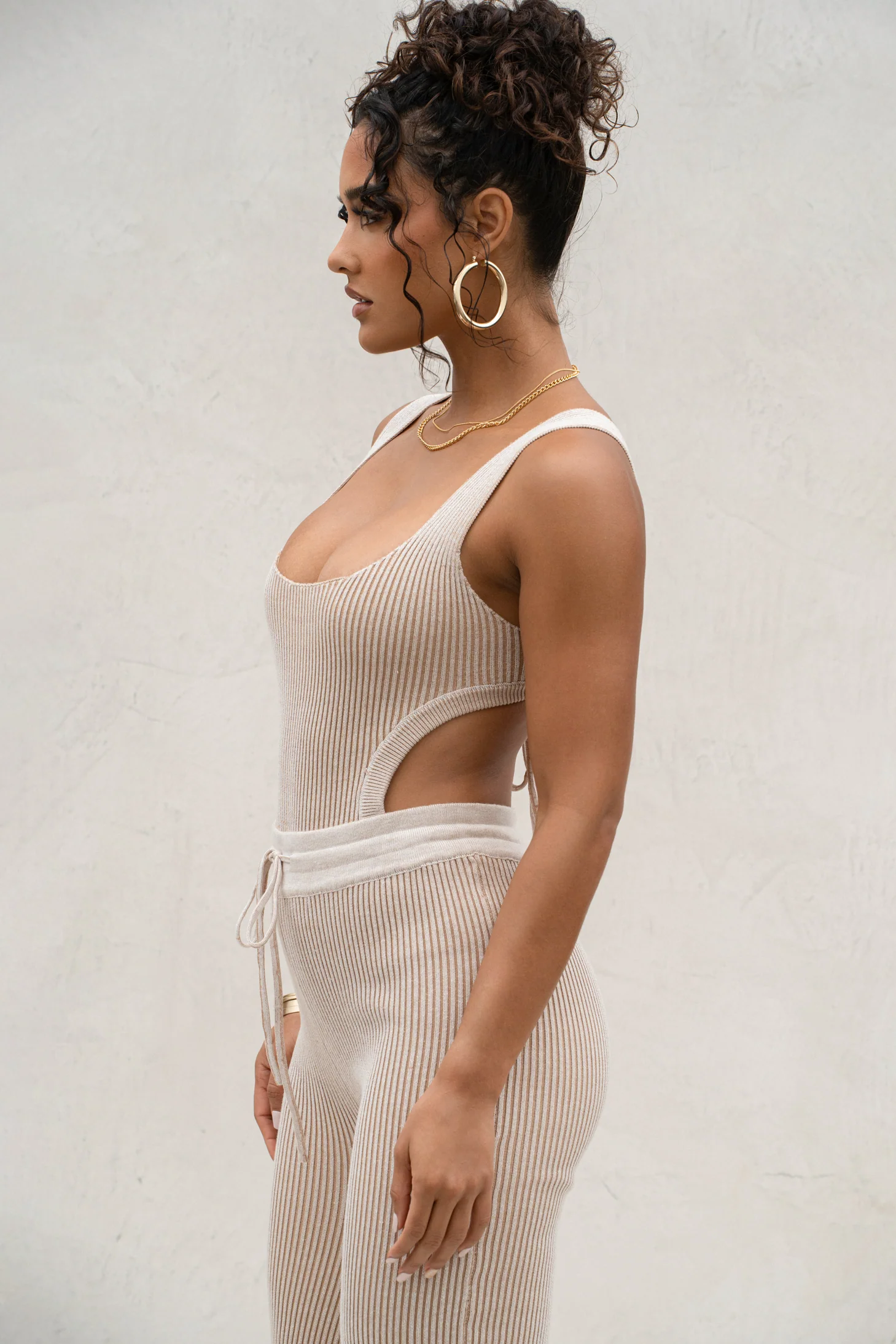 Taupe/White Deana Ribbed Bodysuit - Image 10