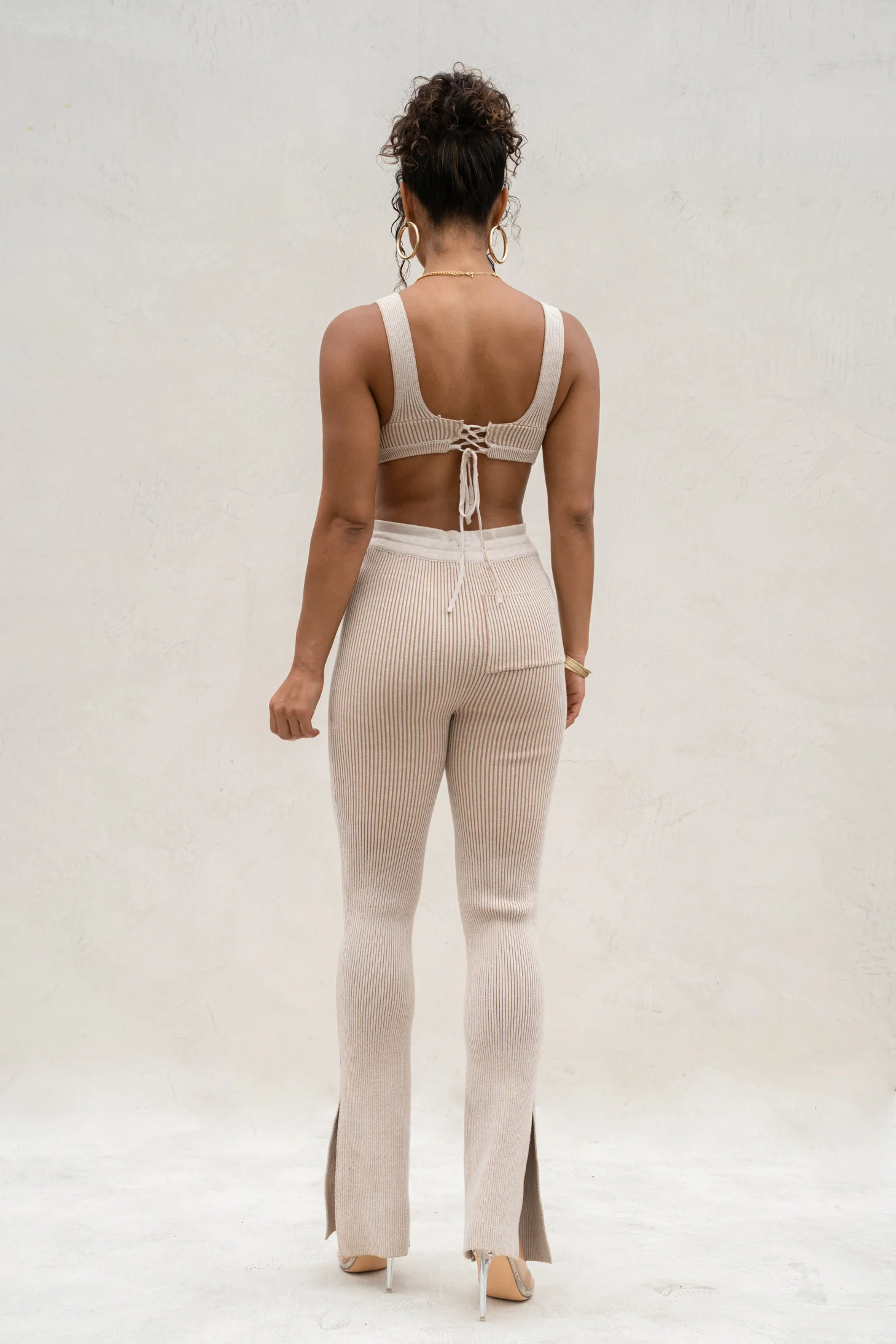 Taupe/White Deana Ribbed Bodysuit - Image 13
