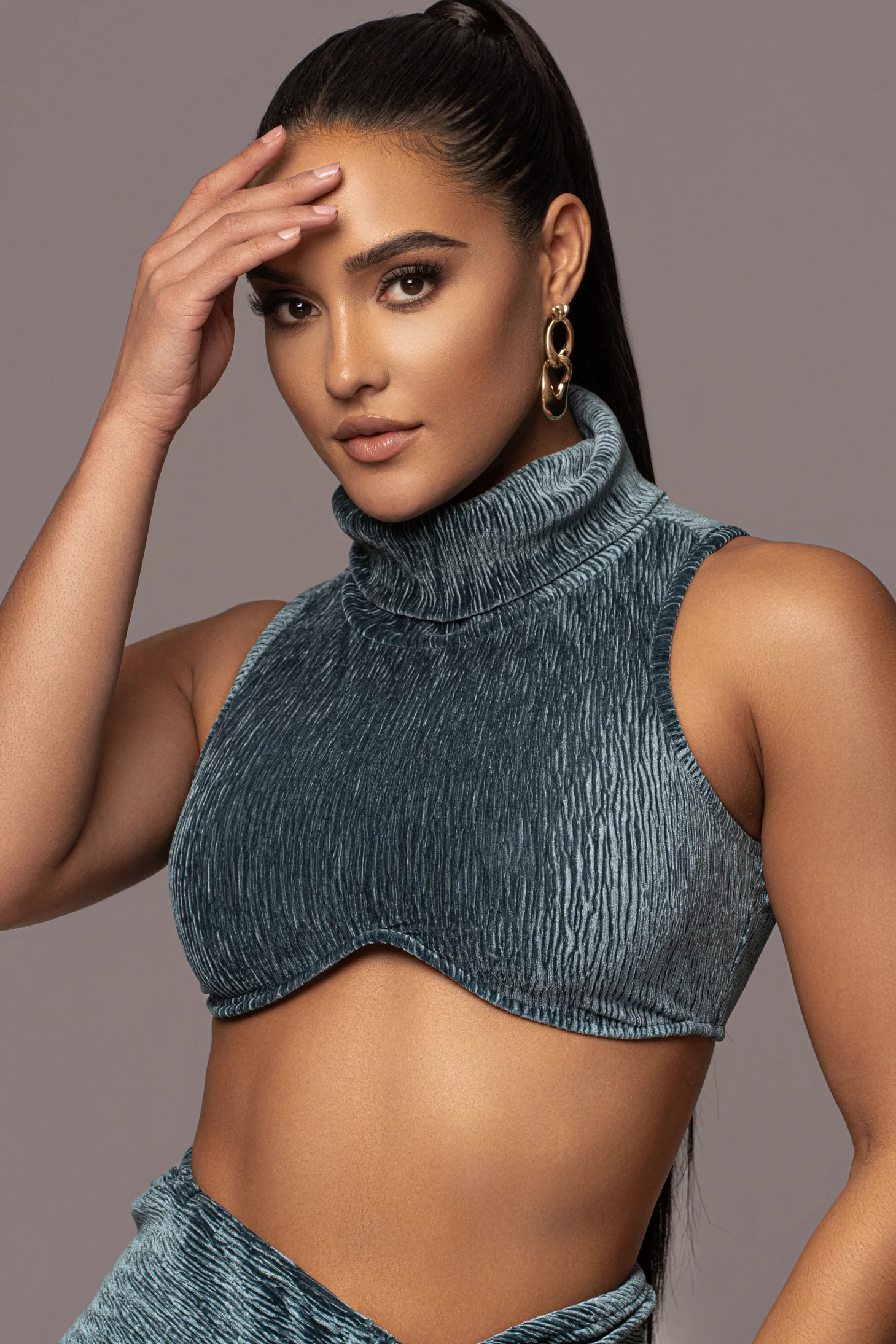 Teal Chosen One Velvet Skirt Set - Image 10