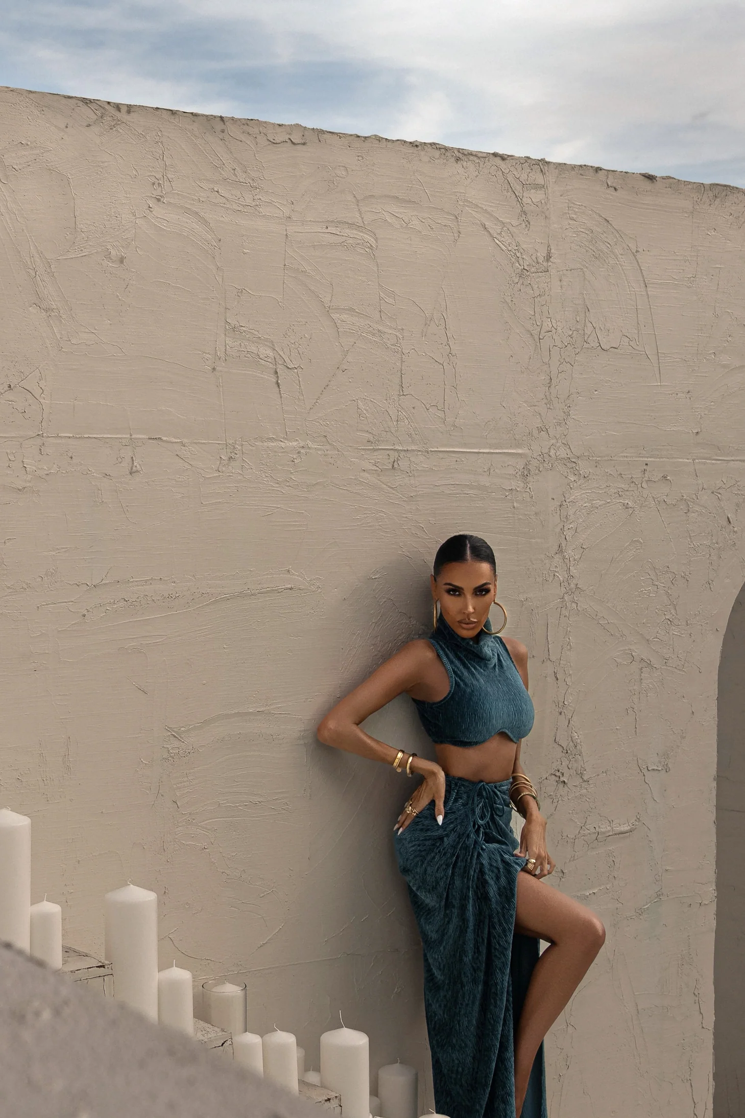 Teal Chosen One Velvet Skirt Set - Image 18