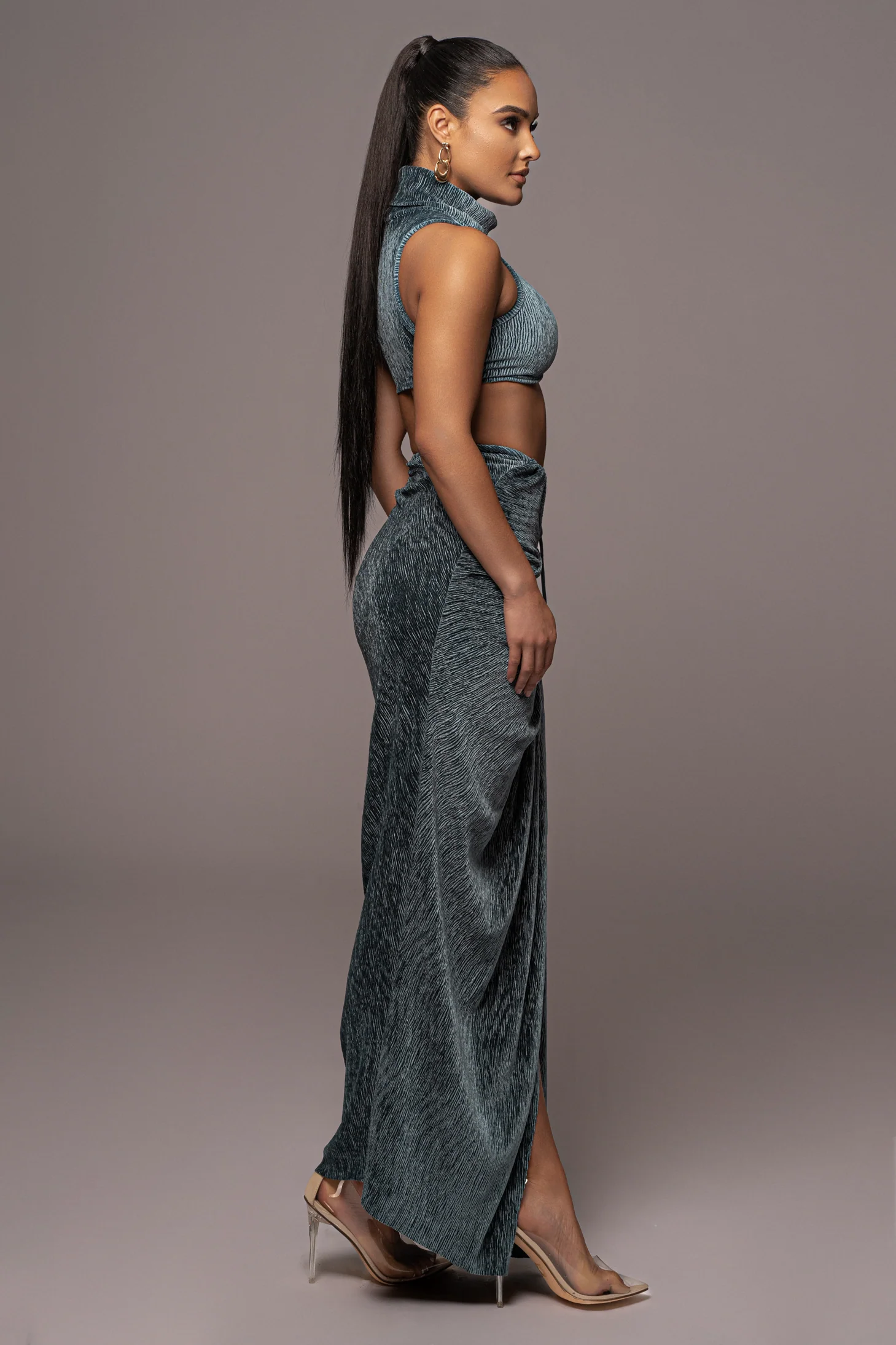 Teal Chosen One Velvet Skirt Set - Image 19
