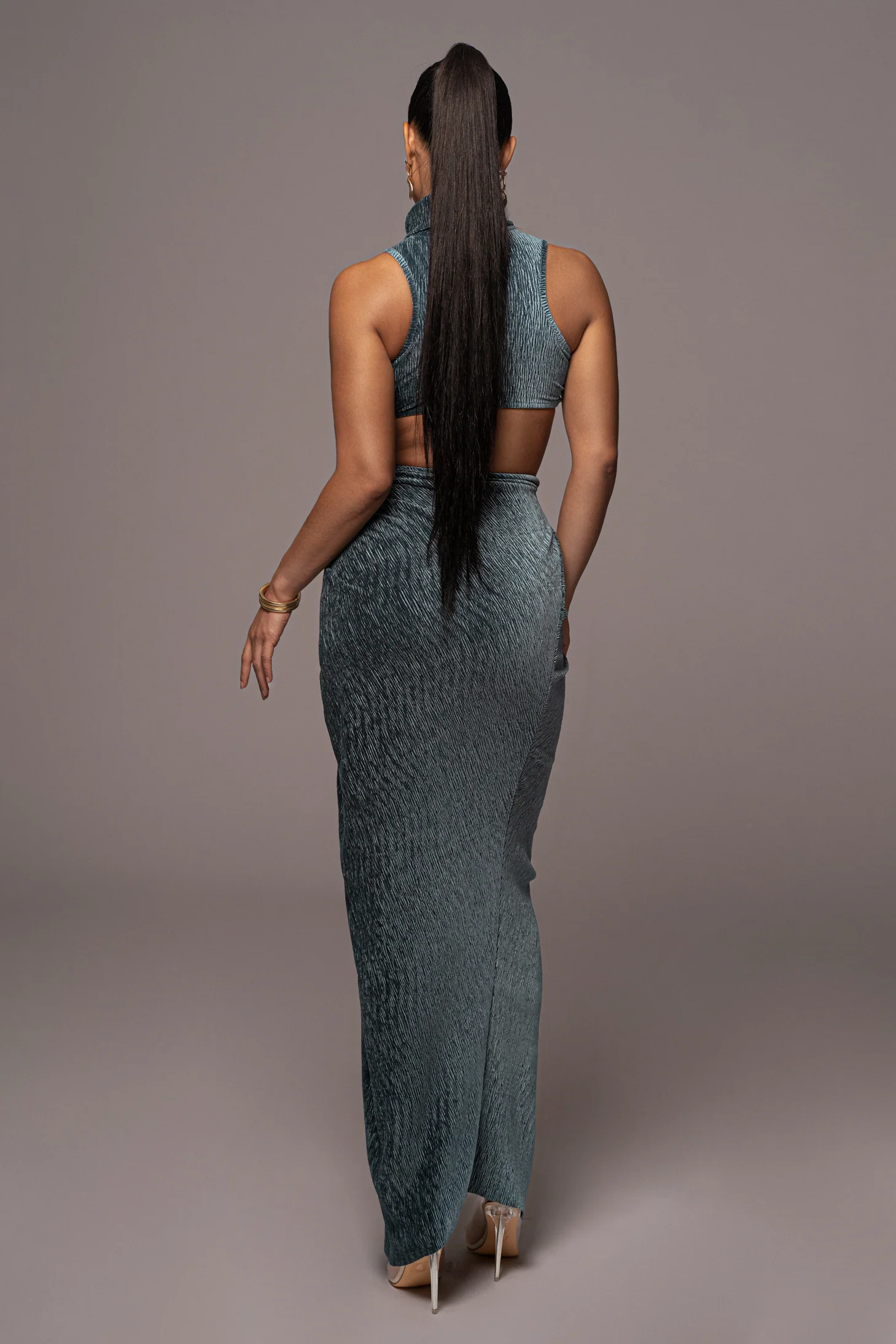 Teal Chosen One Velvet Skirt Set - Image 21
