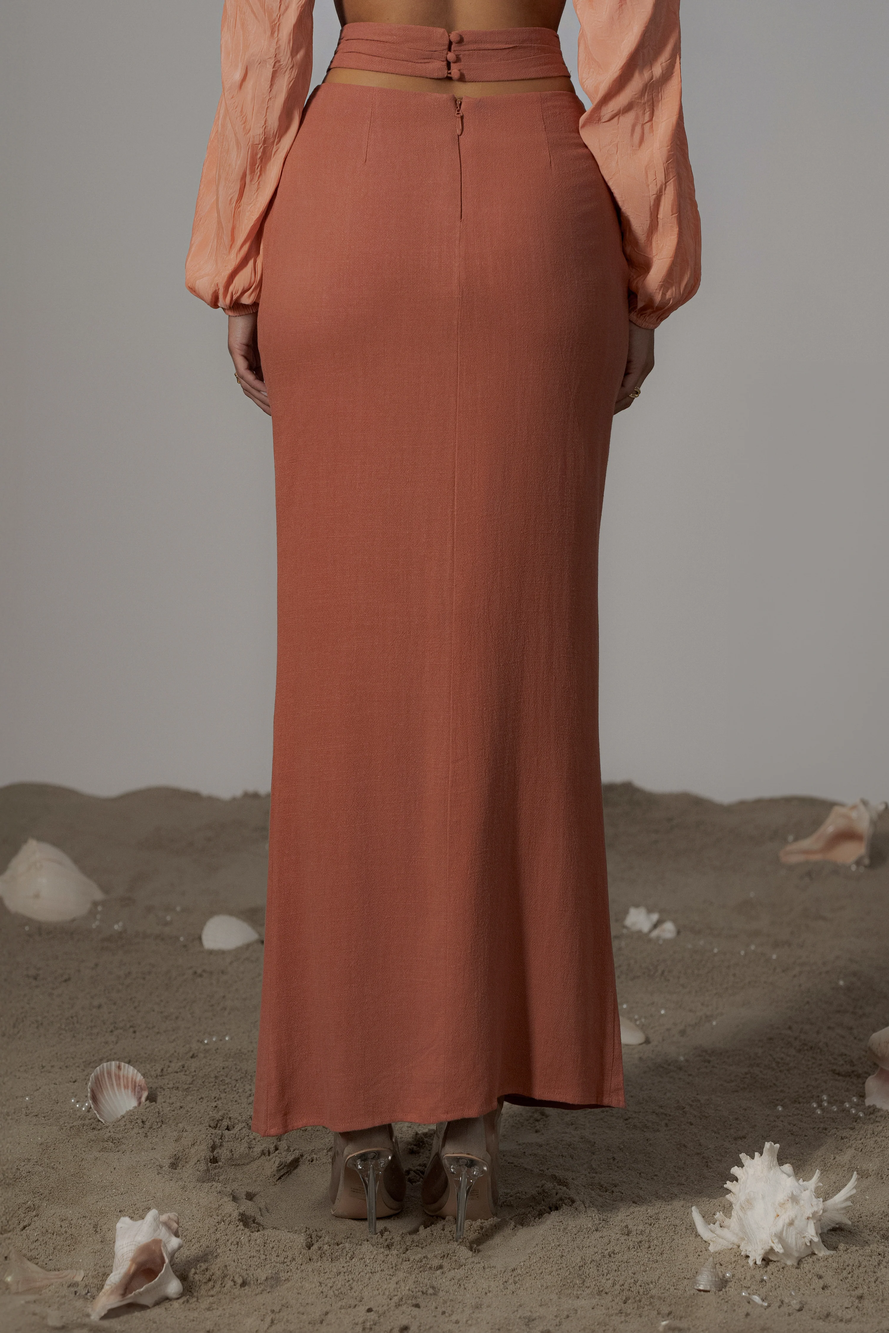 Terra Cotta Dreamland Linen Skirt - Image 12