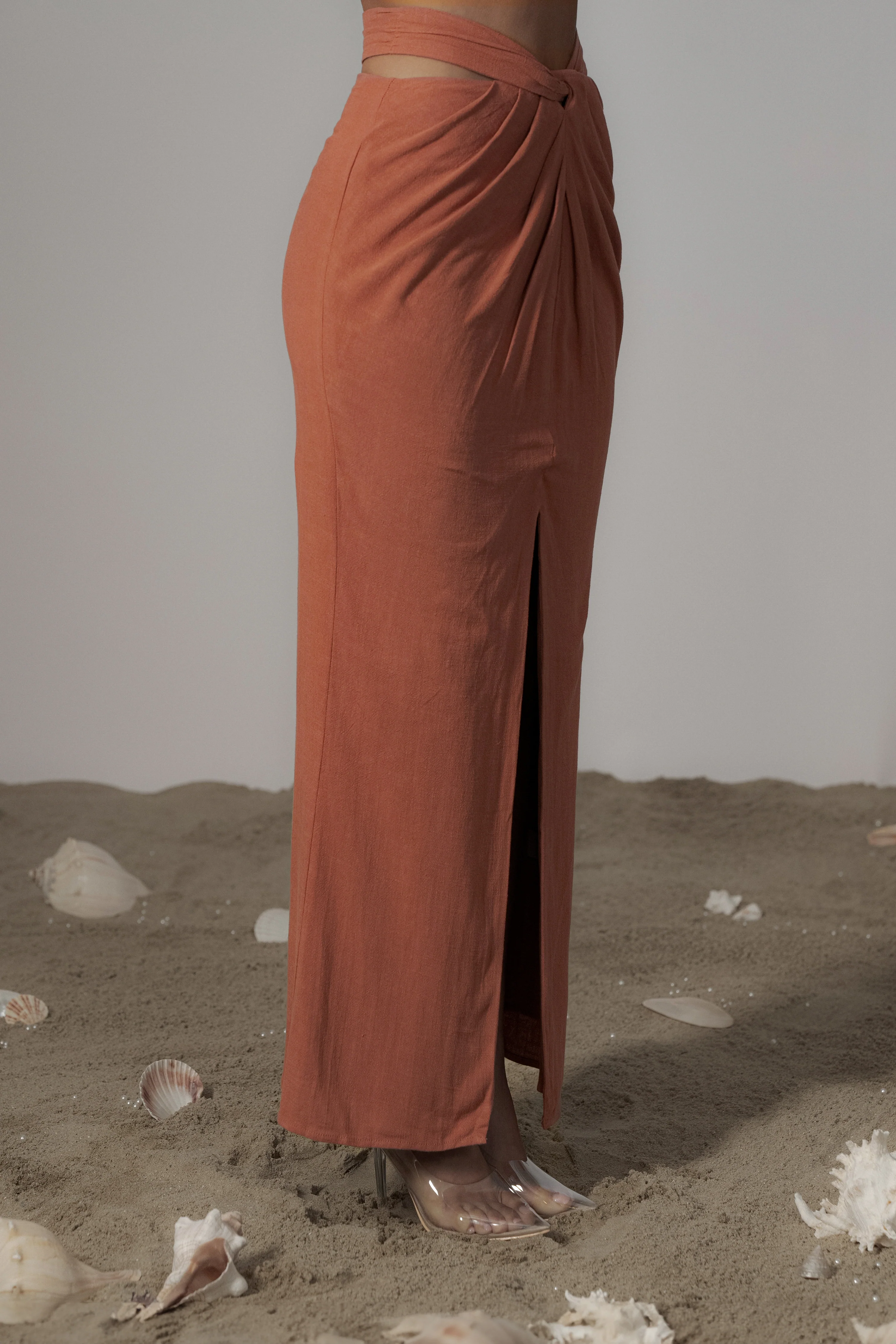Terra Cotta Dreamland Linen Skirt - Image 2