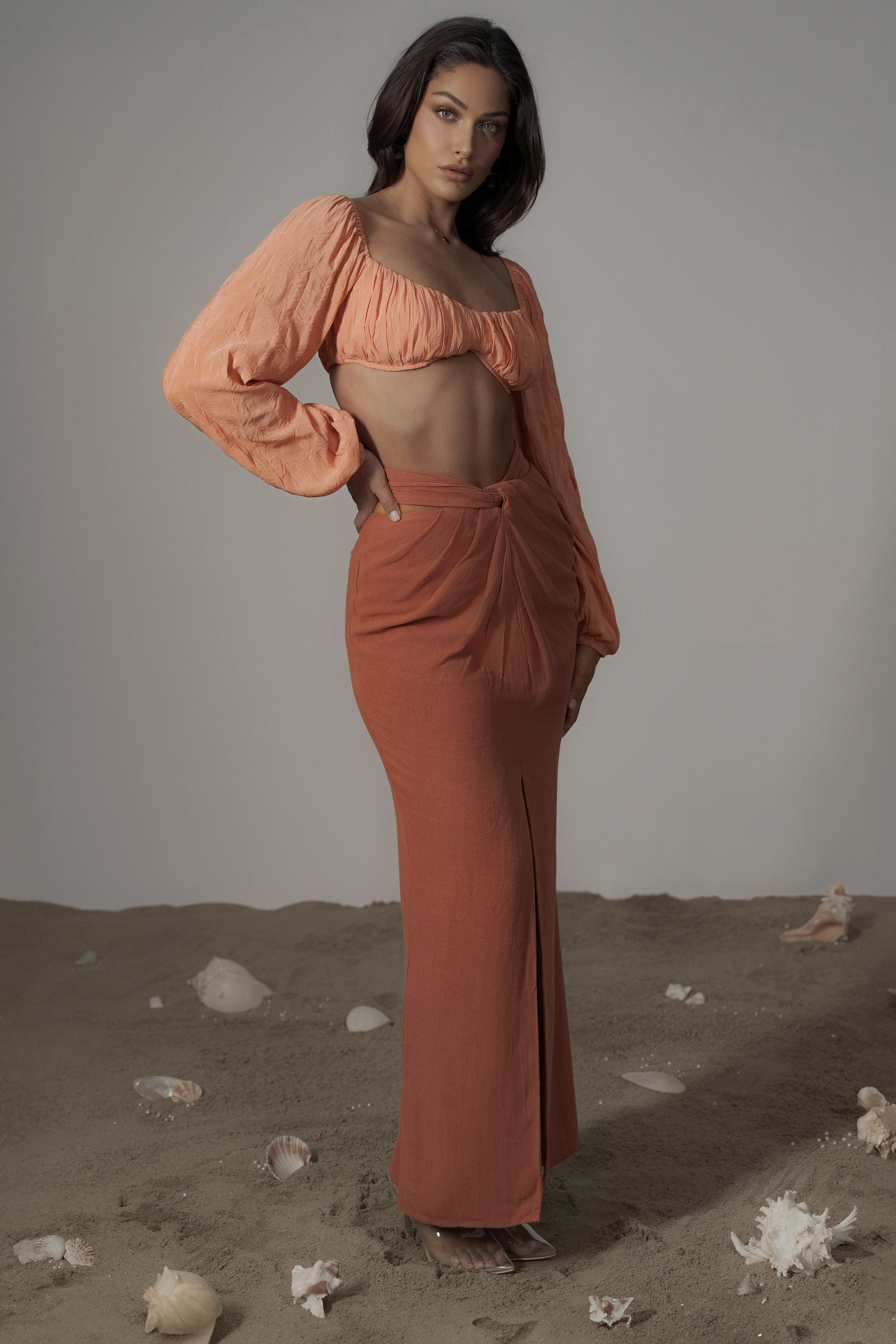 Terra Cotta Dreamland Linen Skirt - Image 4