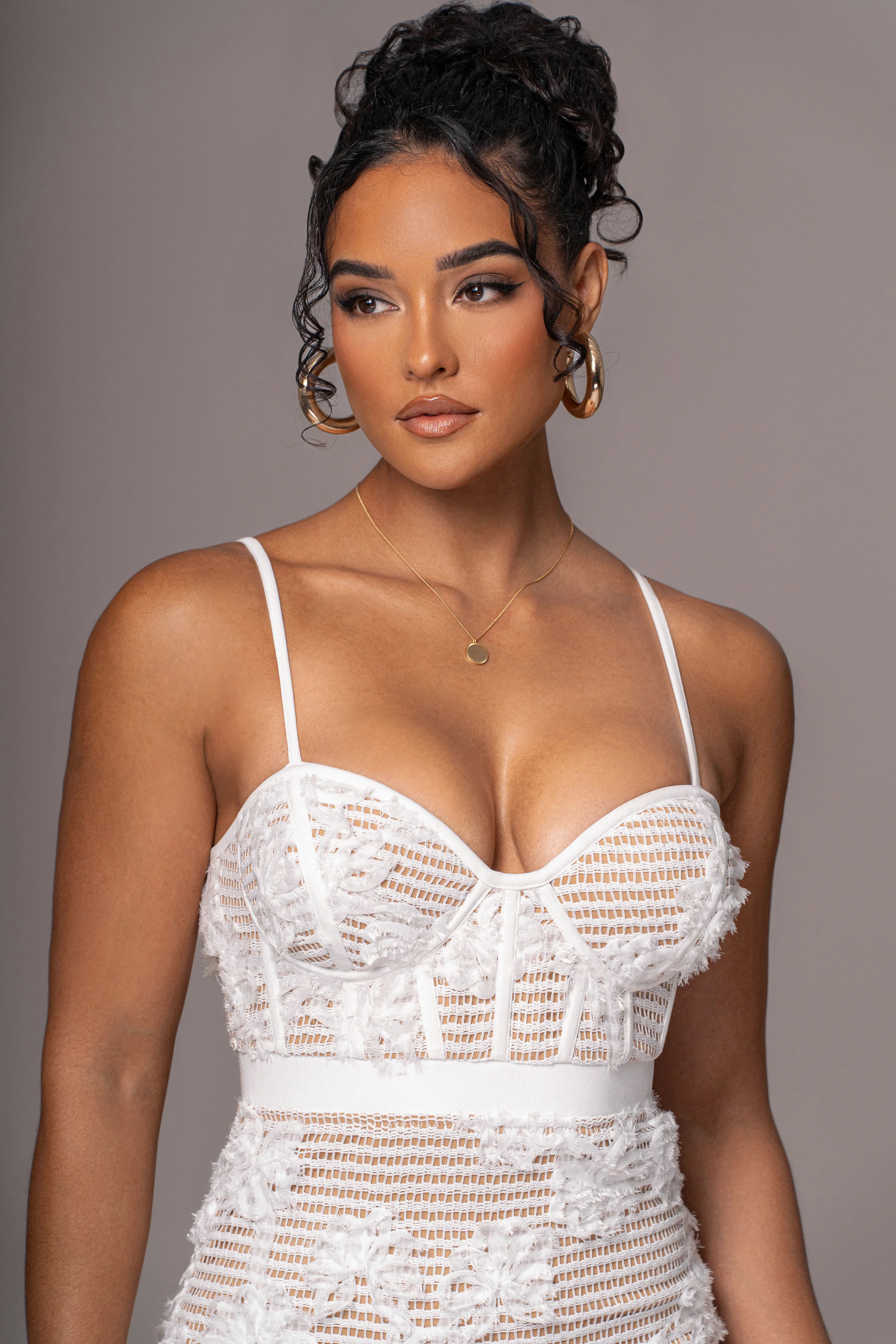 White Angelic Lace Midi Dress - Image 4
