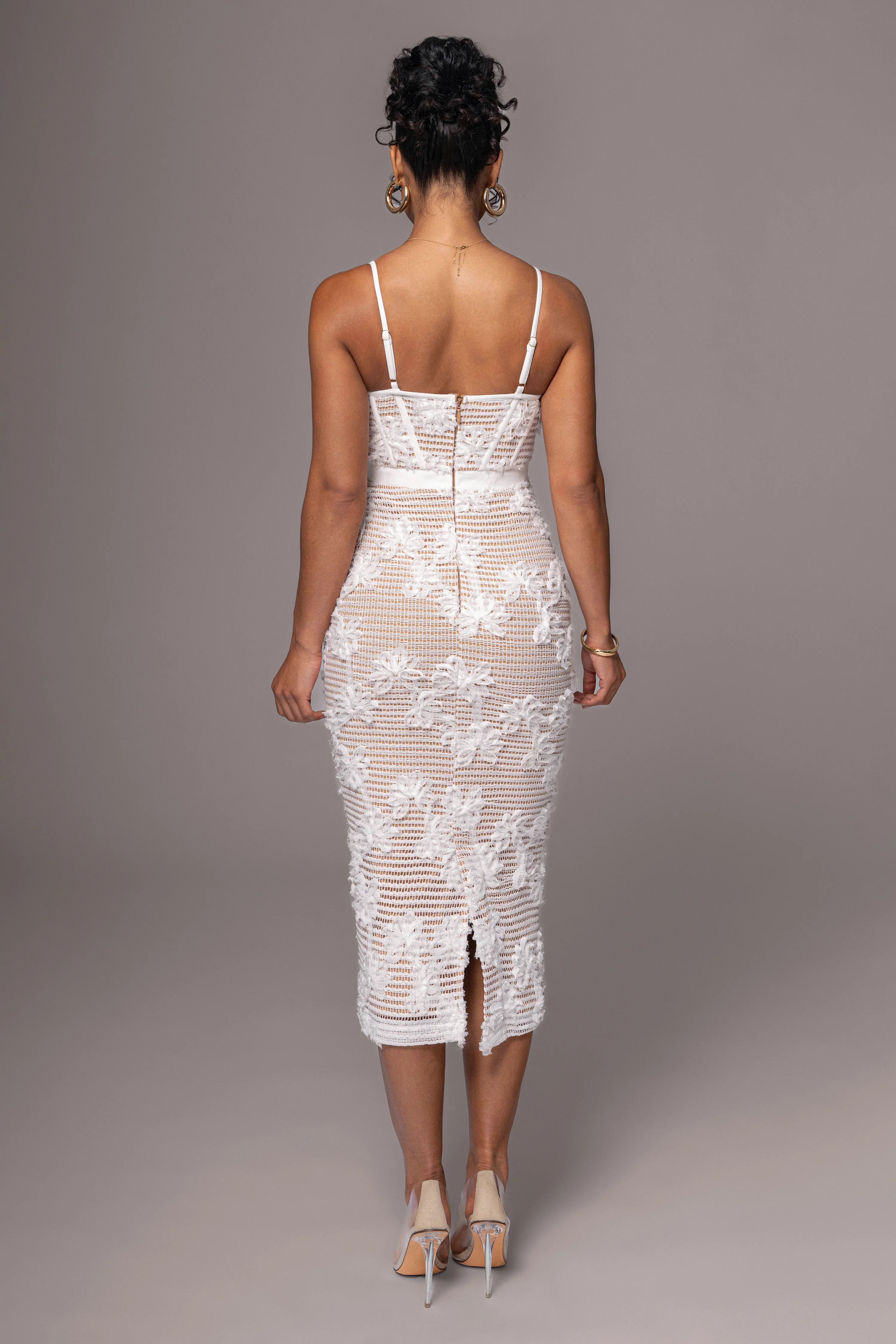 White Angelic Lace Midi Dress - Image 8