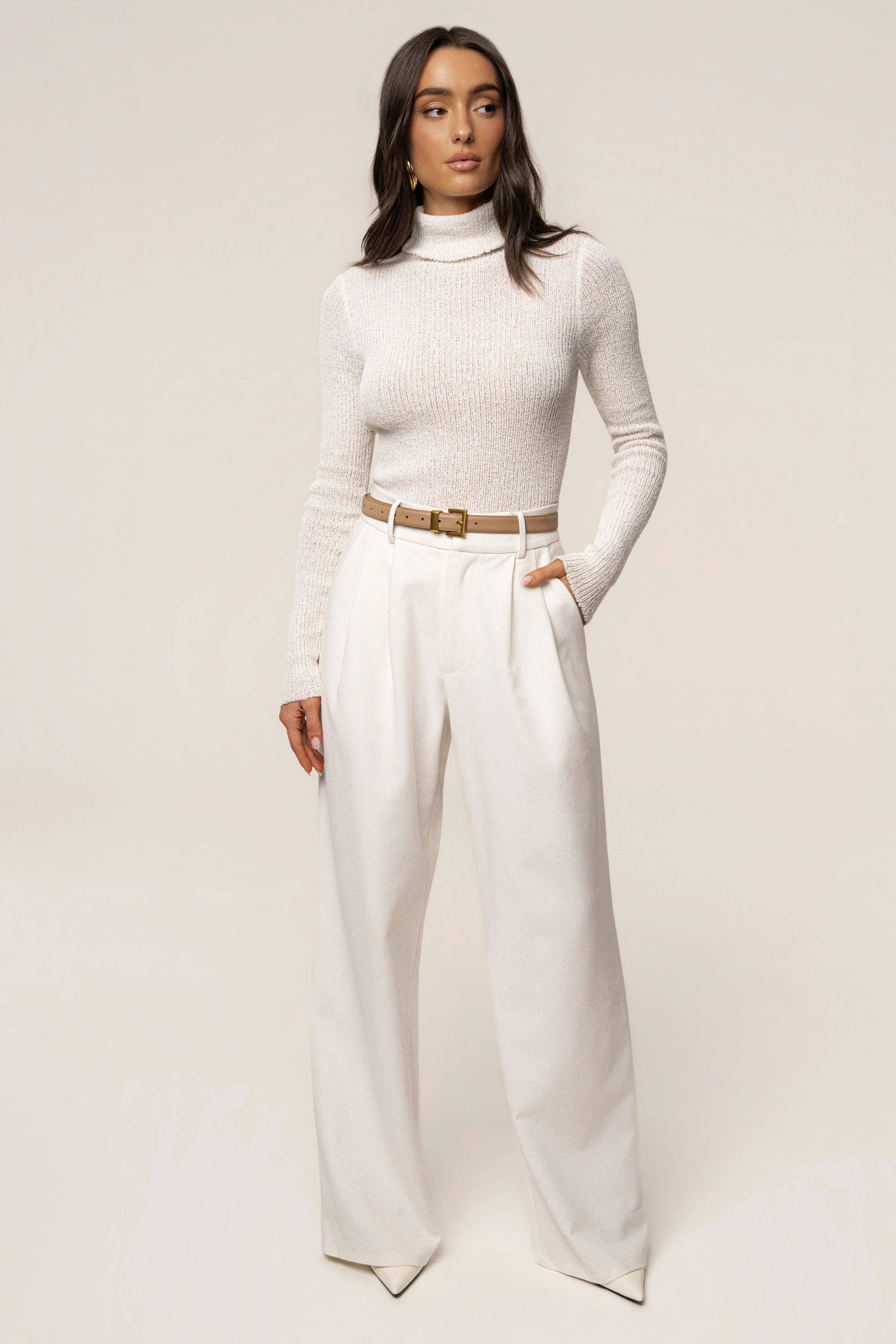 White Carli Turtle Neck Top - Image 2