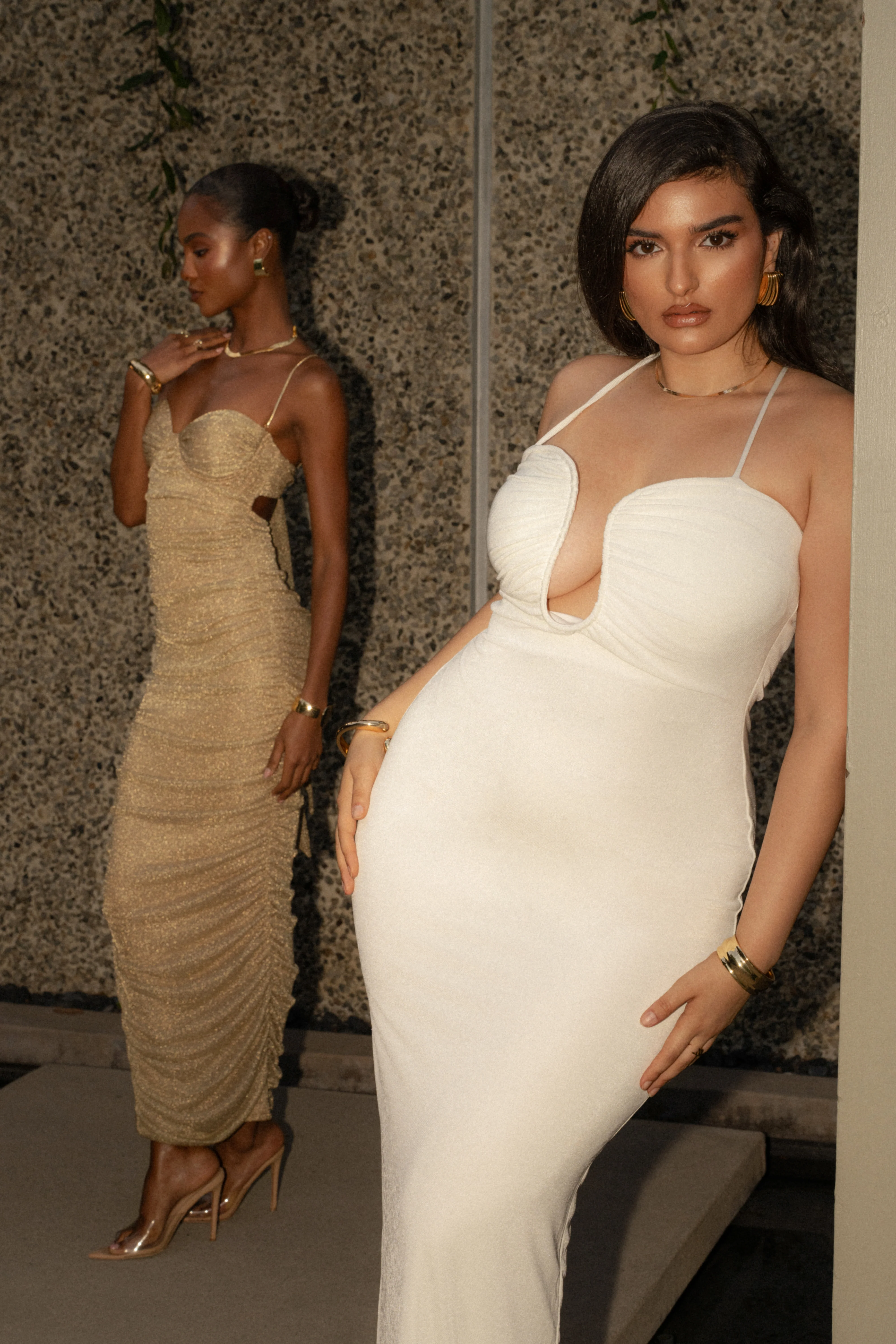 White Eclipse Plunge Neck Dress - Image 2