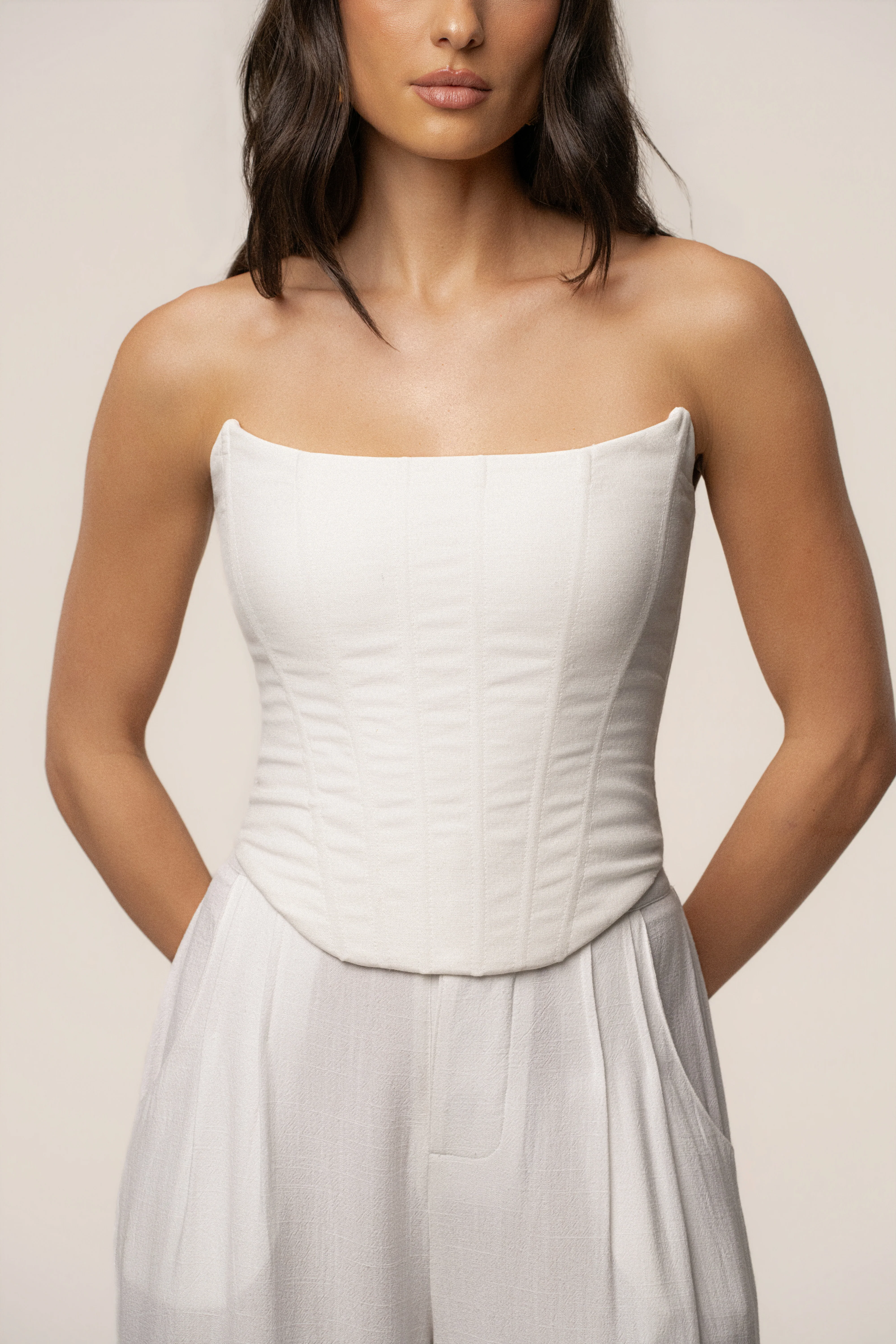 White Fenix Reversible Linen Corset - Image 7