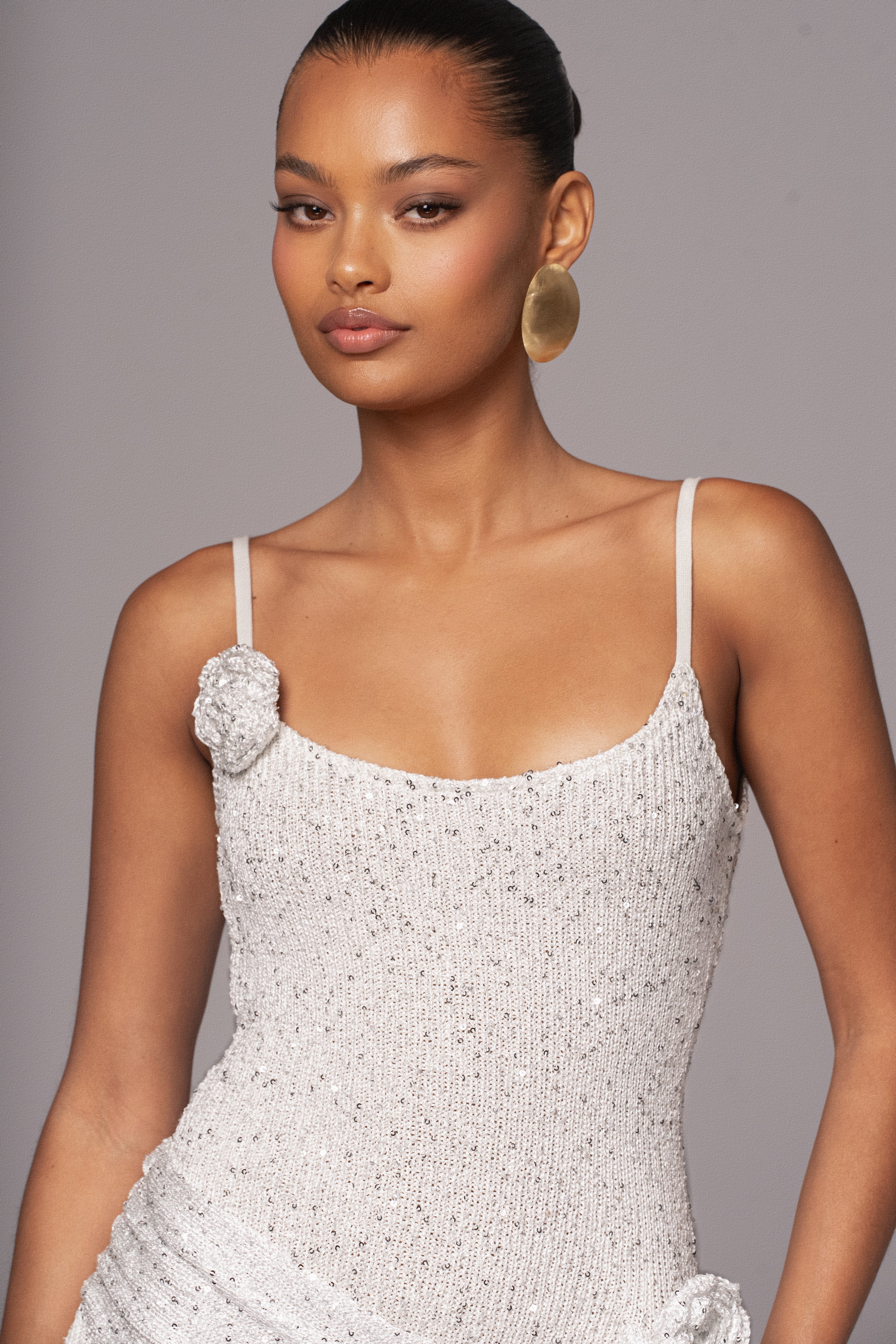 White Golden Dusk Sequin Dress - Image 9