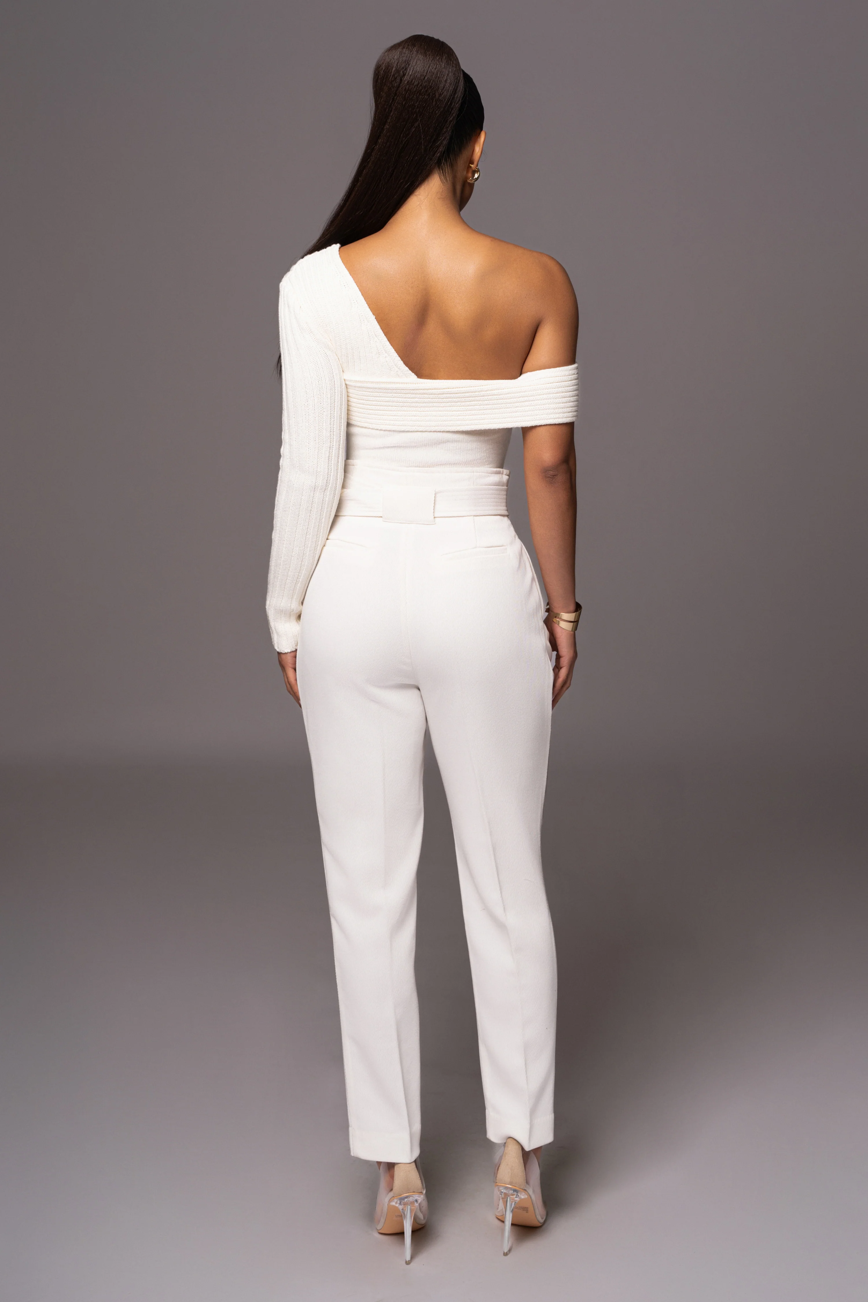 White Hadi Sweater Knit Top - Image 19
