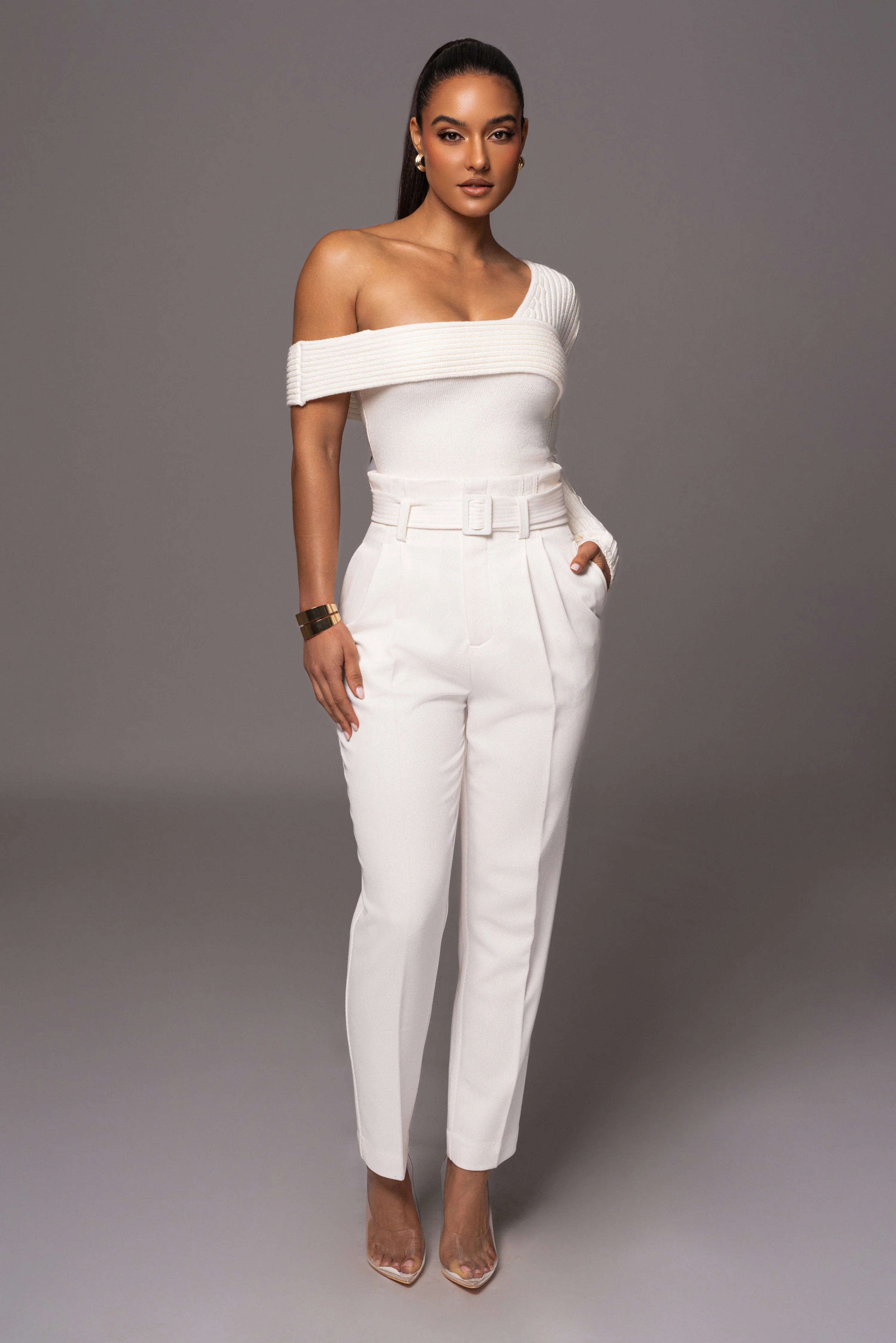 White Hadi Sweater Knit Top - Image 3