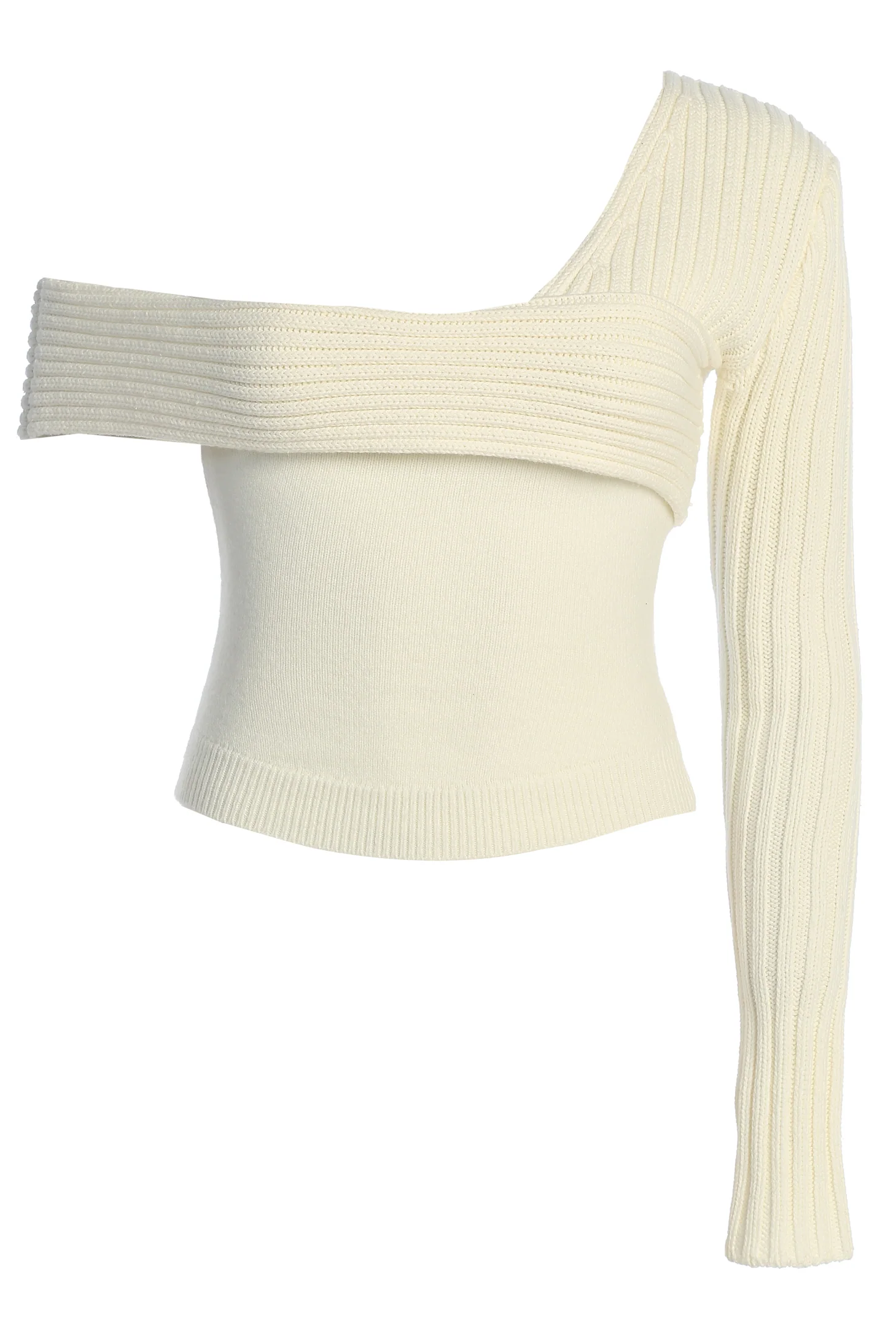 White Hadi Sweater Knit Top - Image 4