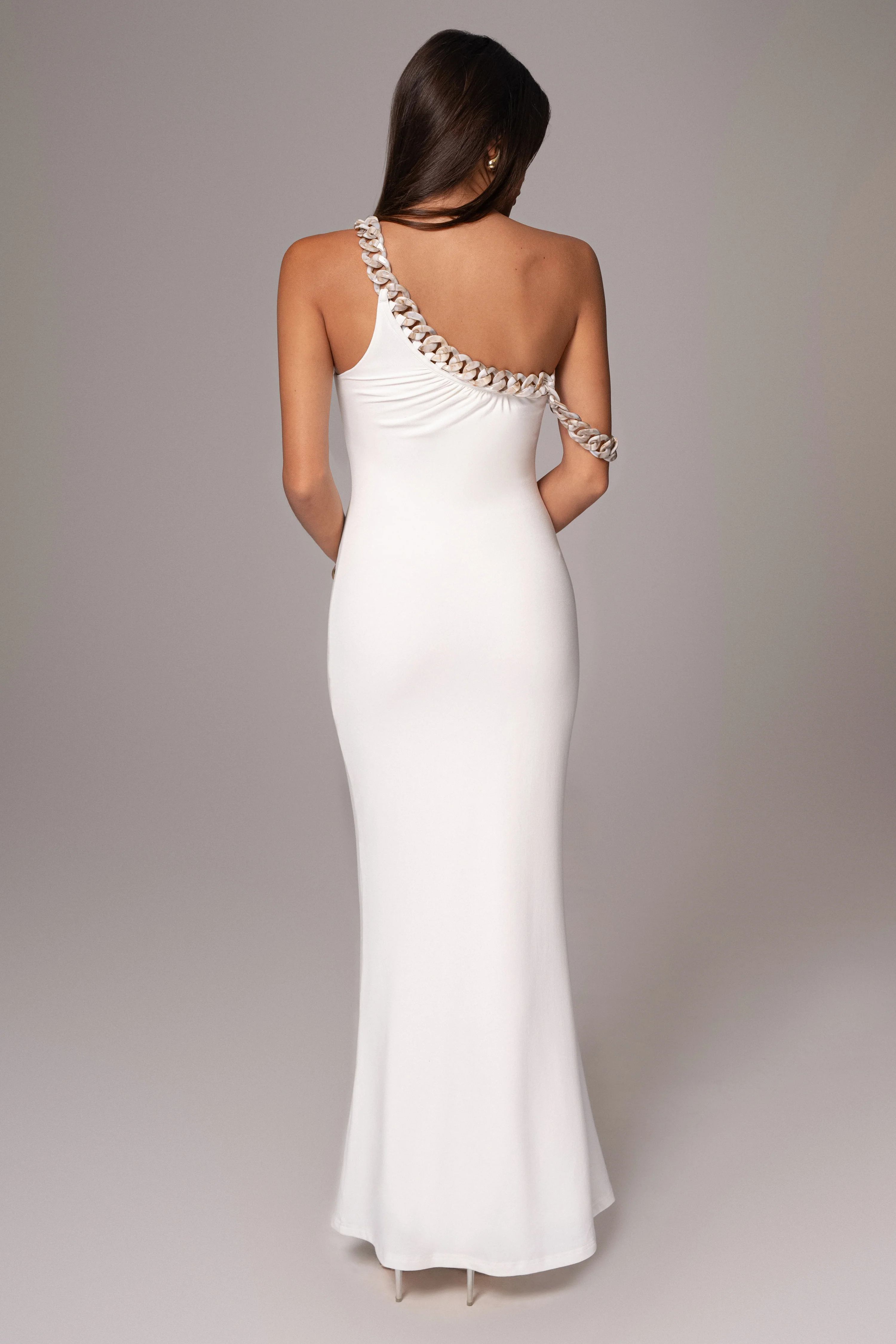 White Monette Asymmetric Dress - Image 9