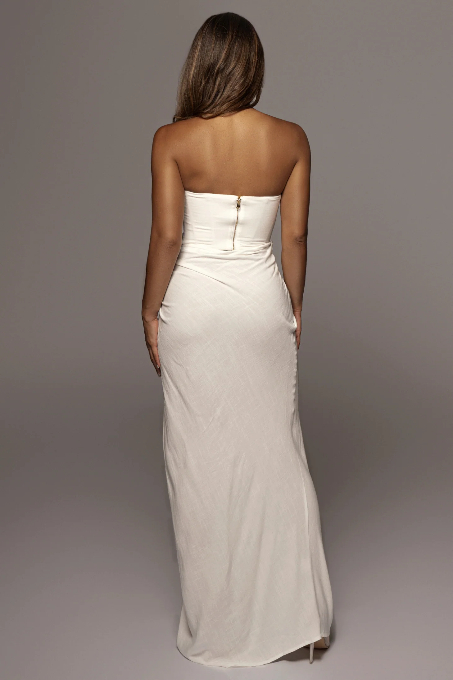 White Noelia Linen Slit Skirt - Image 14