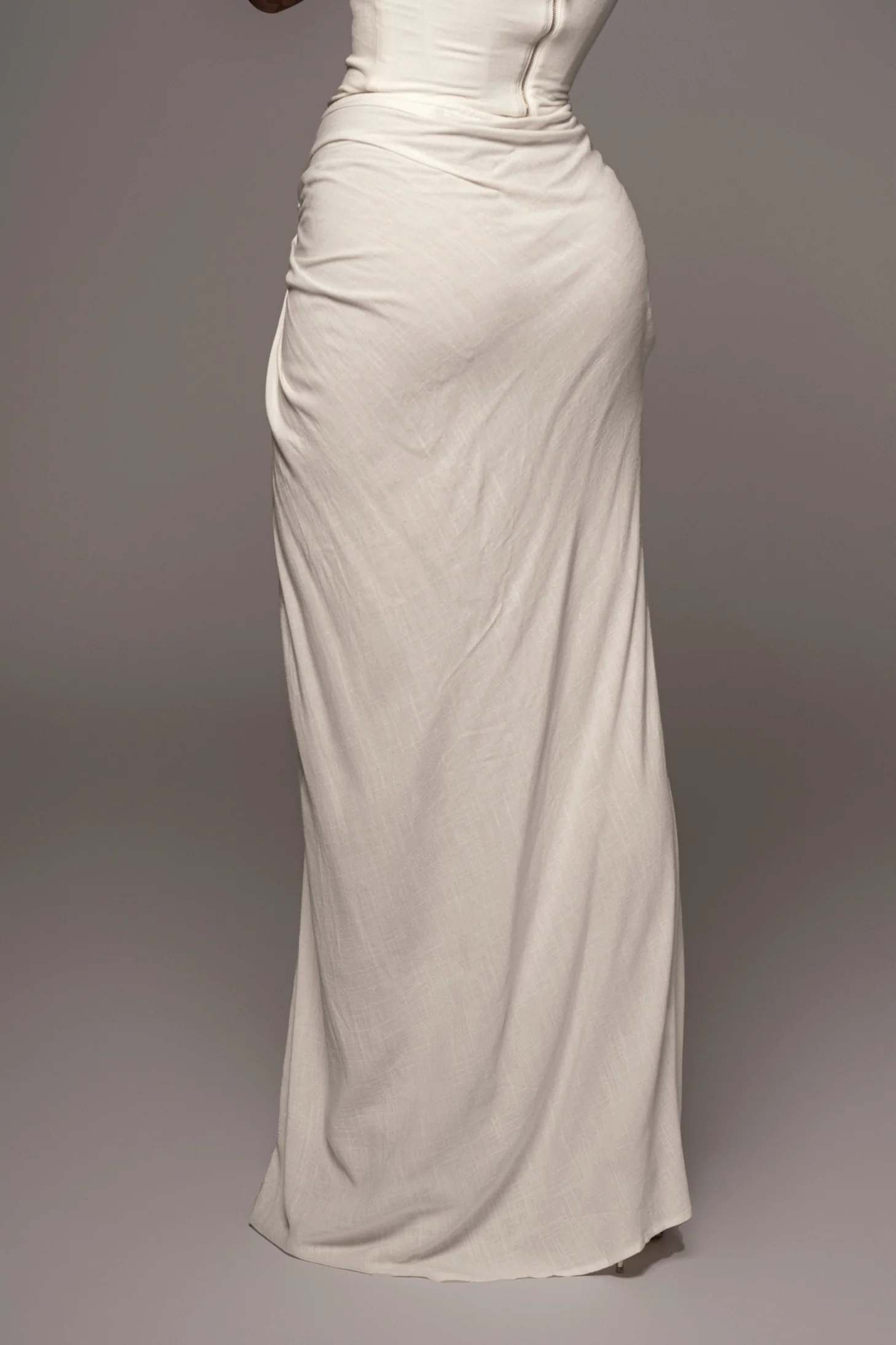 White Noelia Linen Slit Skirt - Image 16