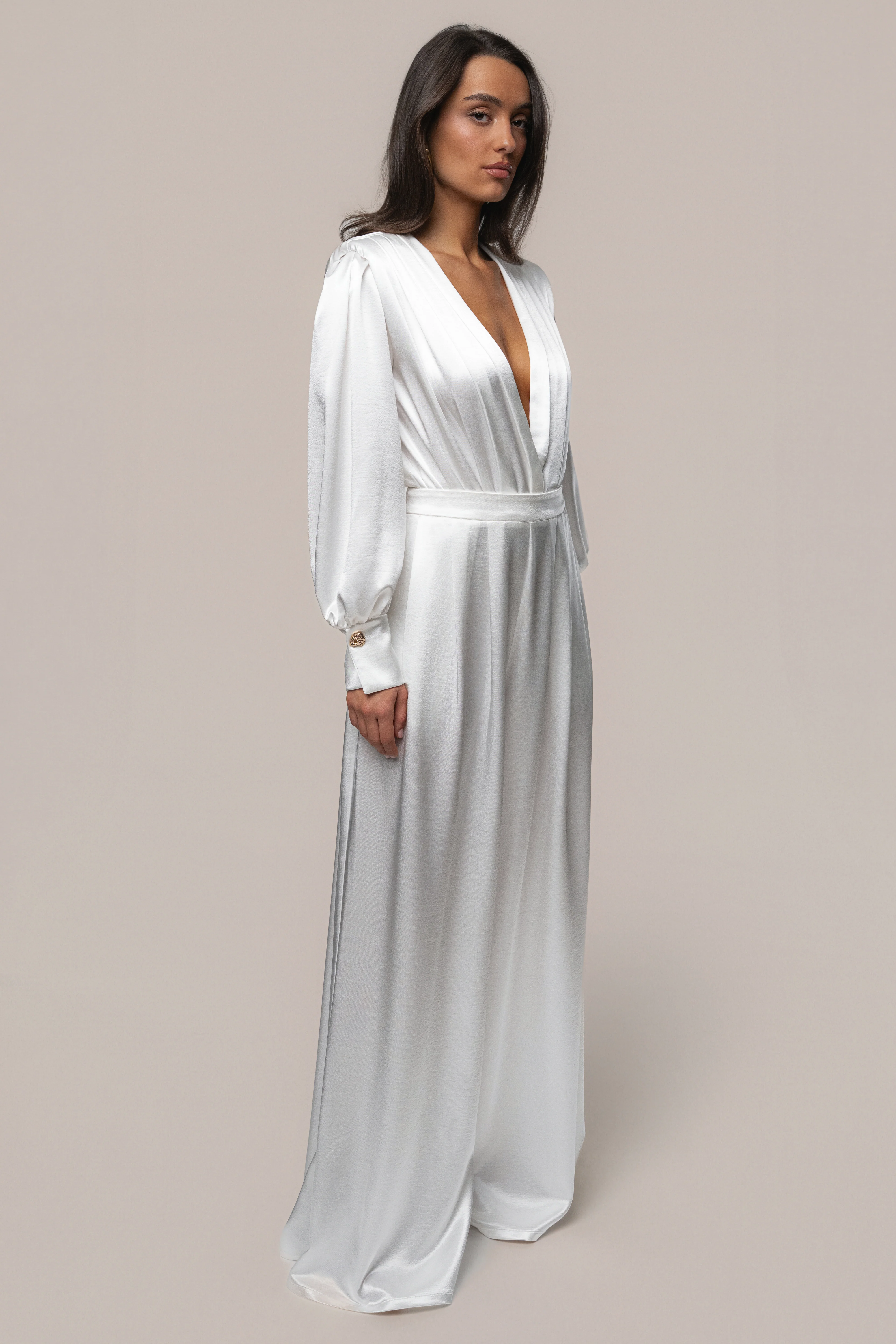 White Satin Bliss Pleated Pant - Image 4