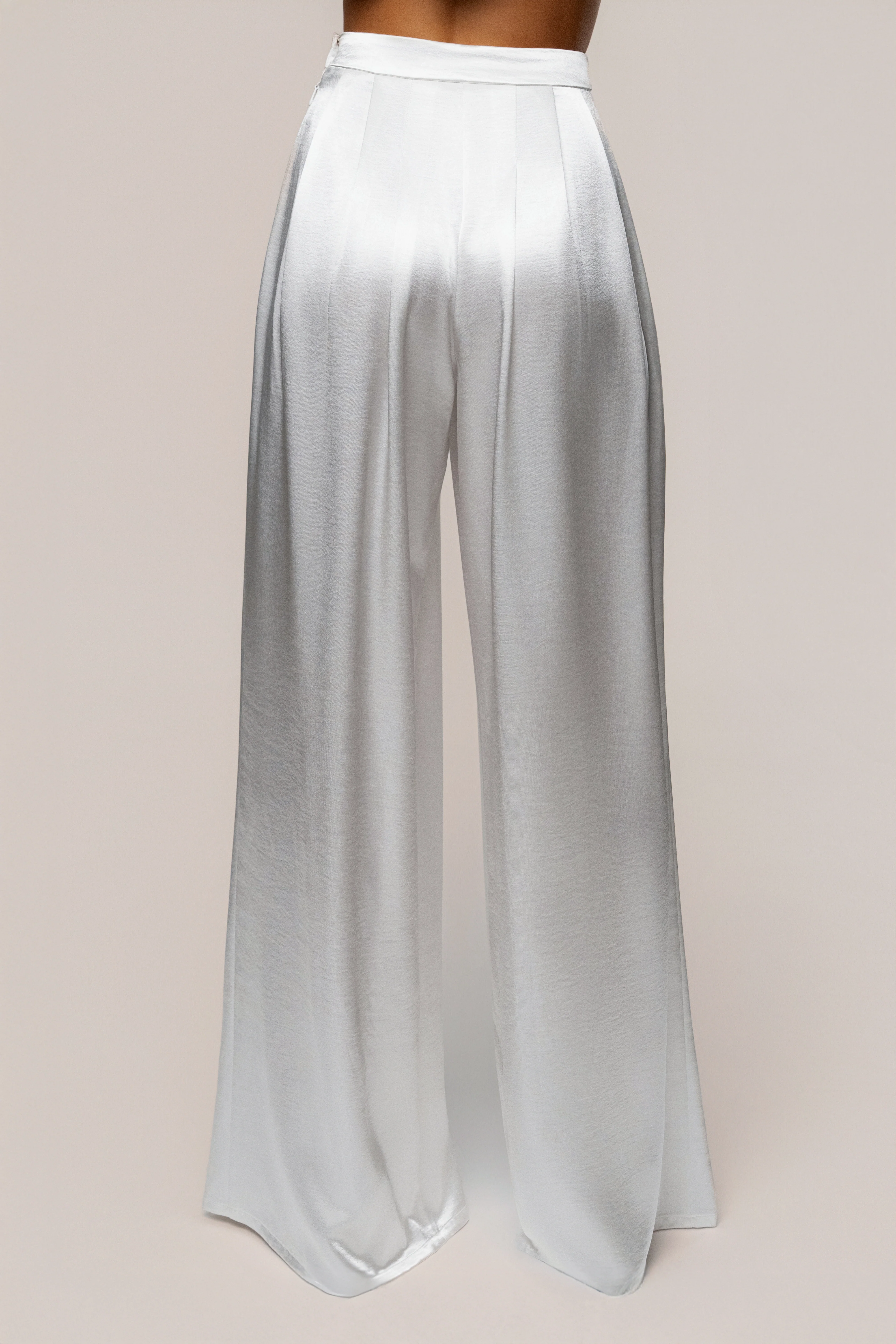 White Satin Bliss Pleated Pant - Image 8