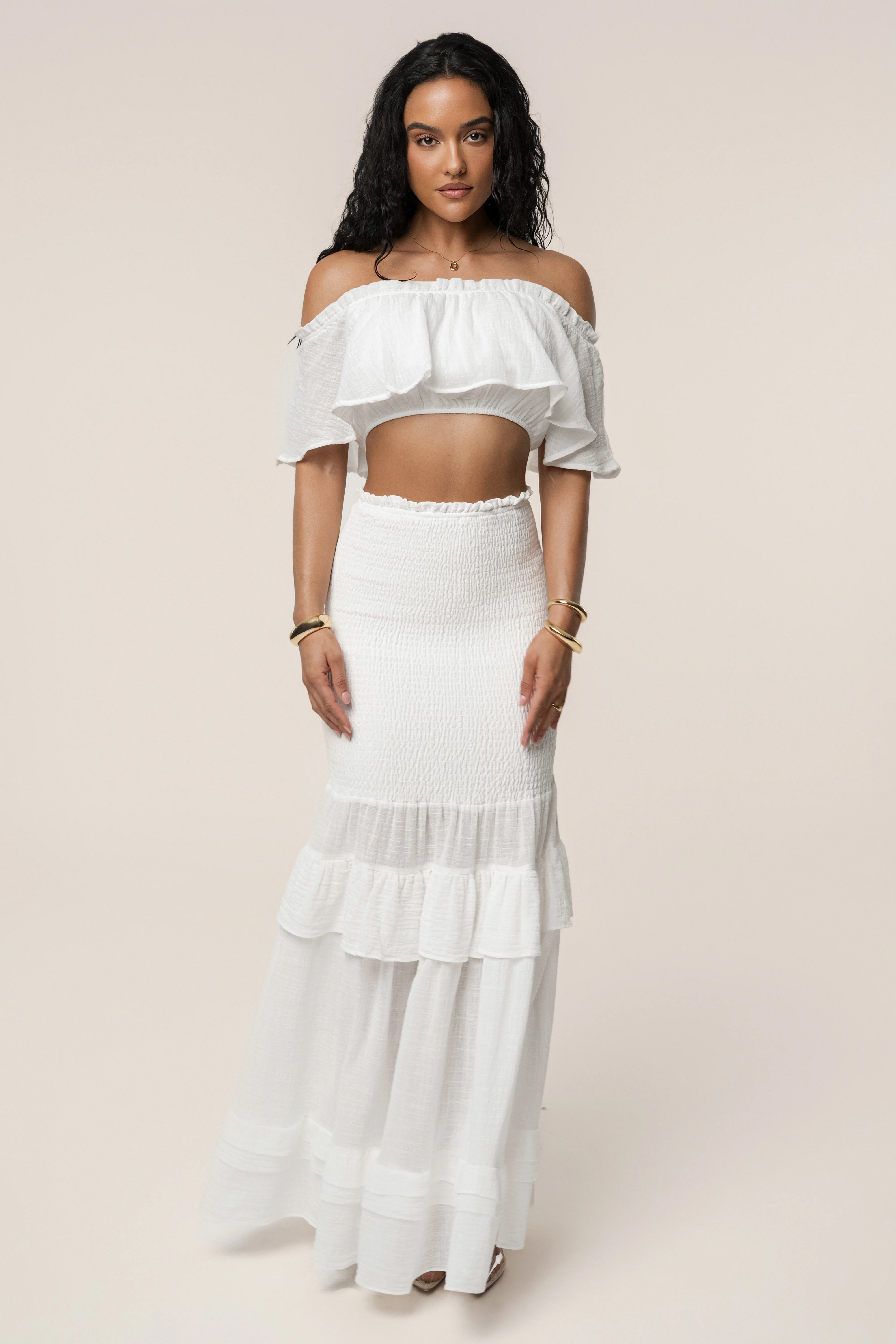 White Sienna Ruffled Skirt Set - Image 10