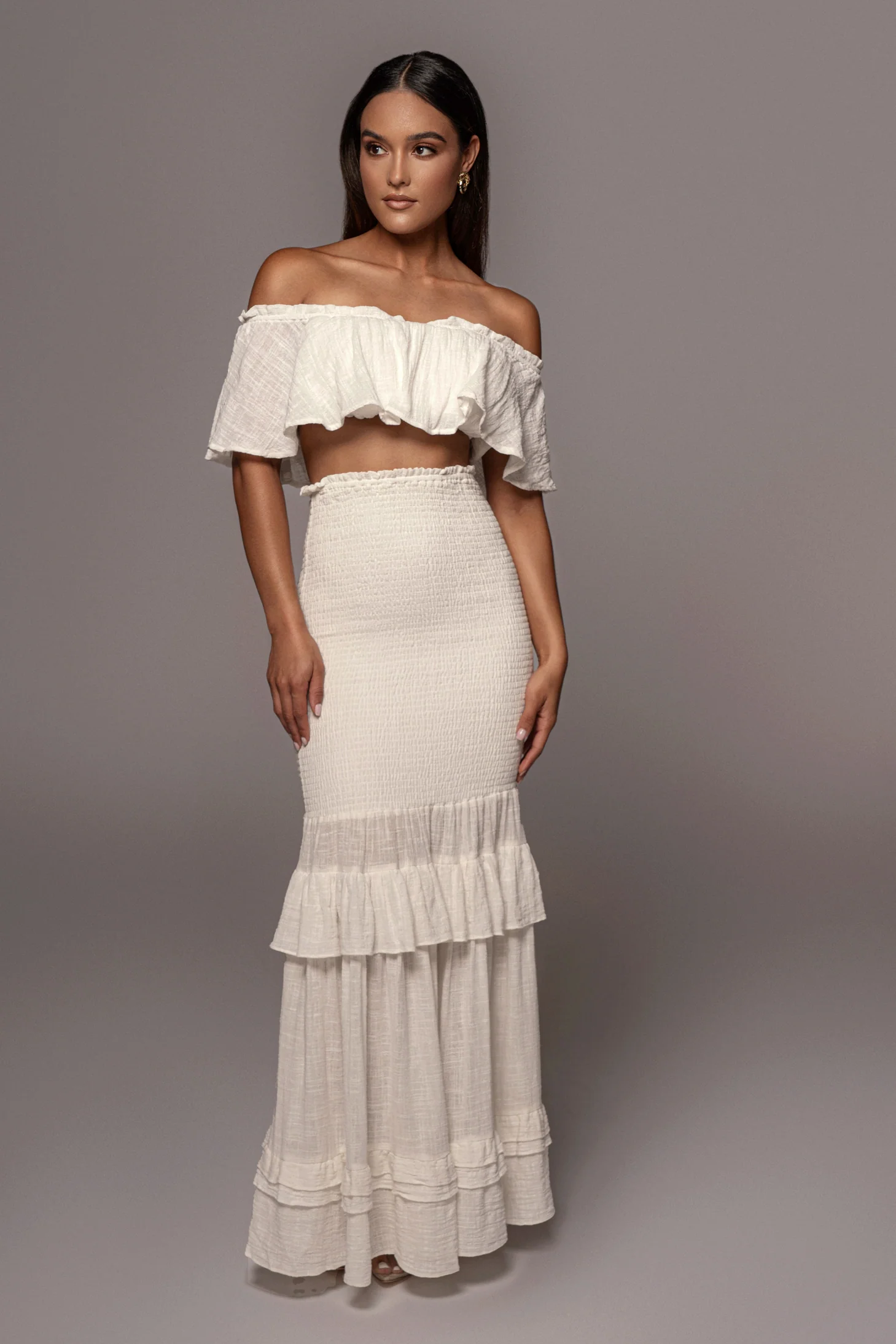White Sienna Ruffled Skirt Set - Image 11