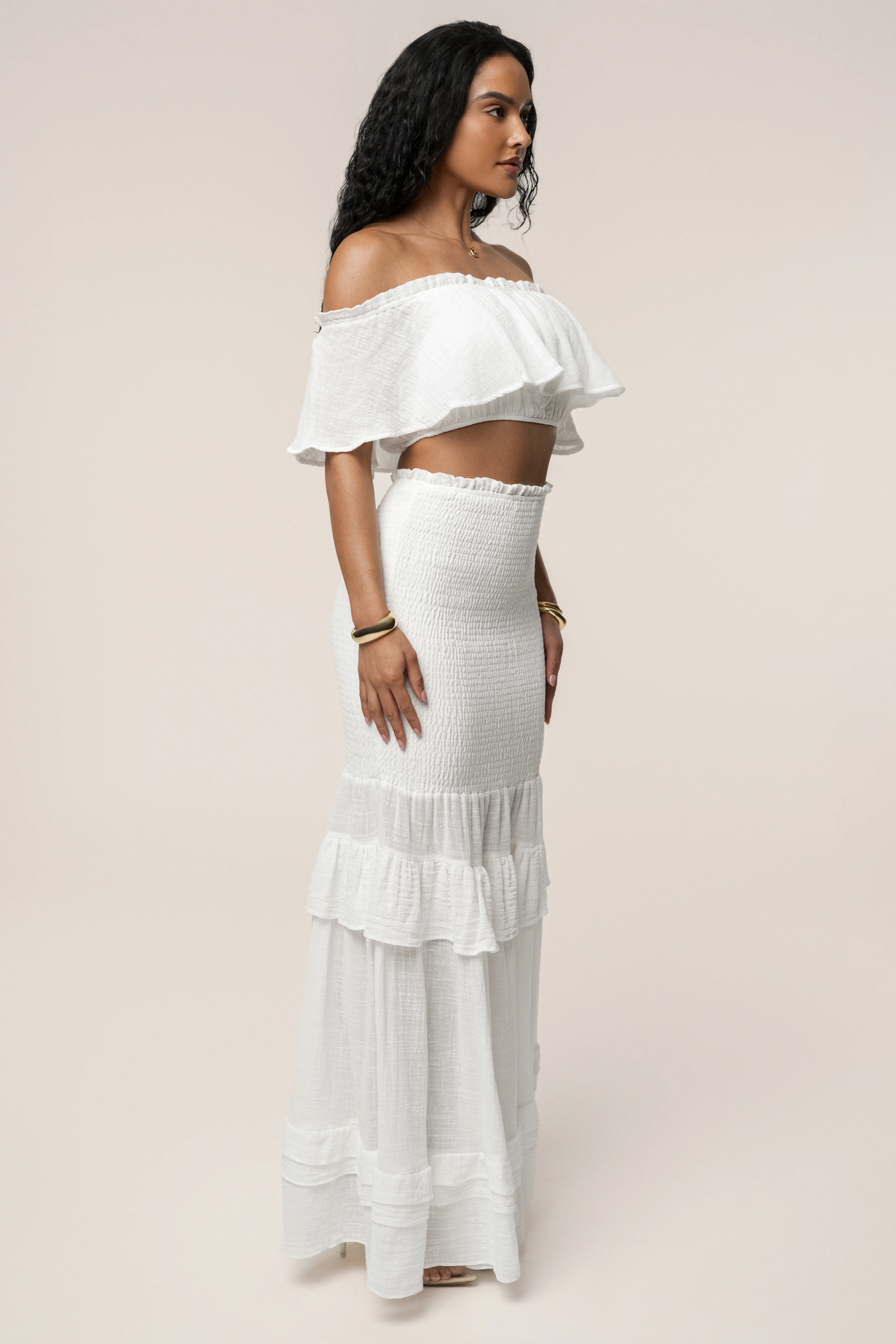 White Sienna Ruffled Skirt Set - Image 14