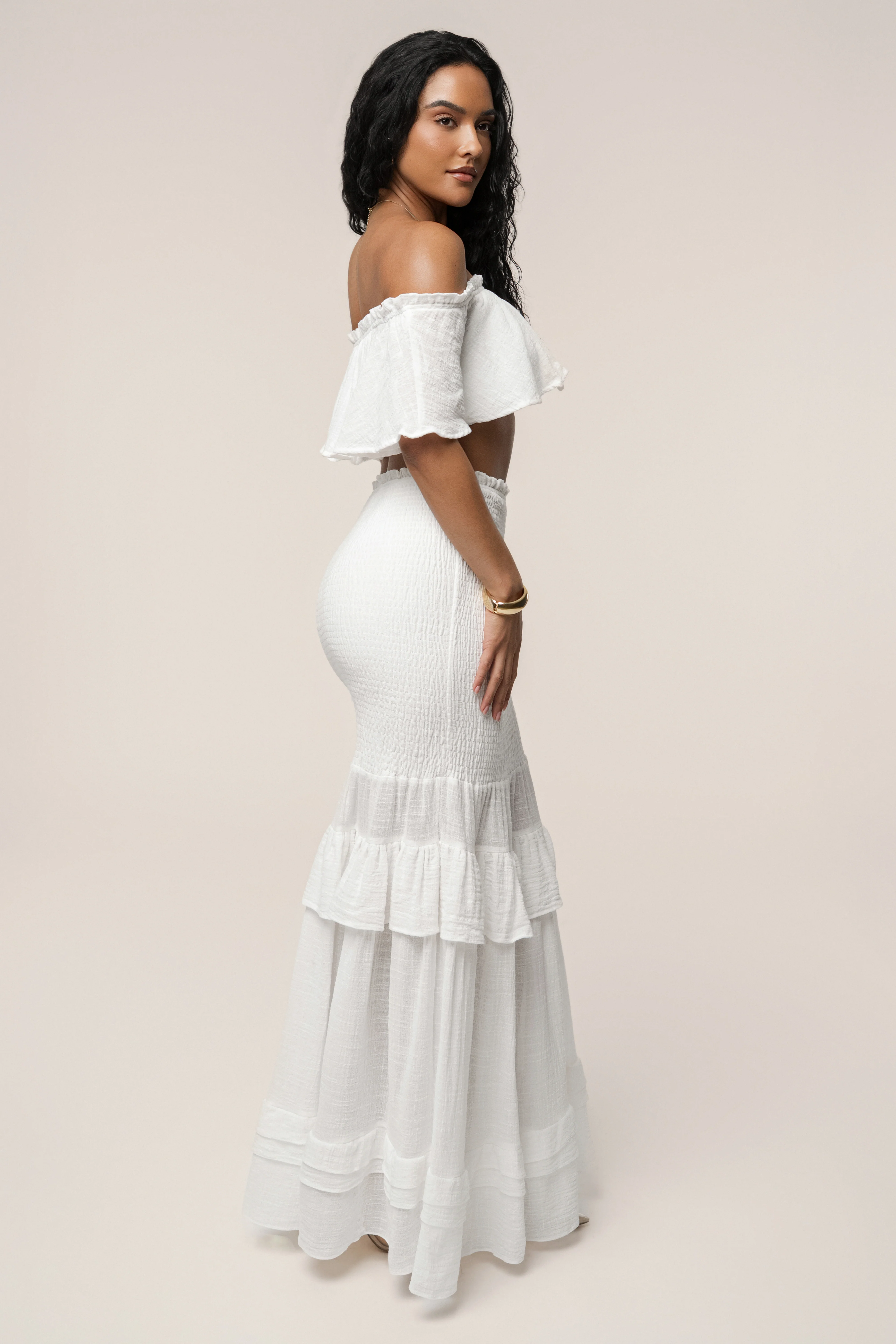 White Sienna Ruffled Skirt Set - Image 16