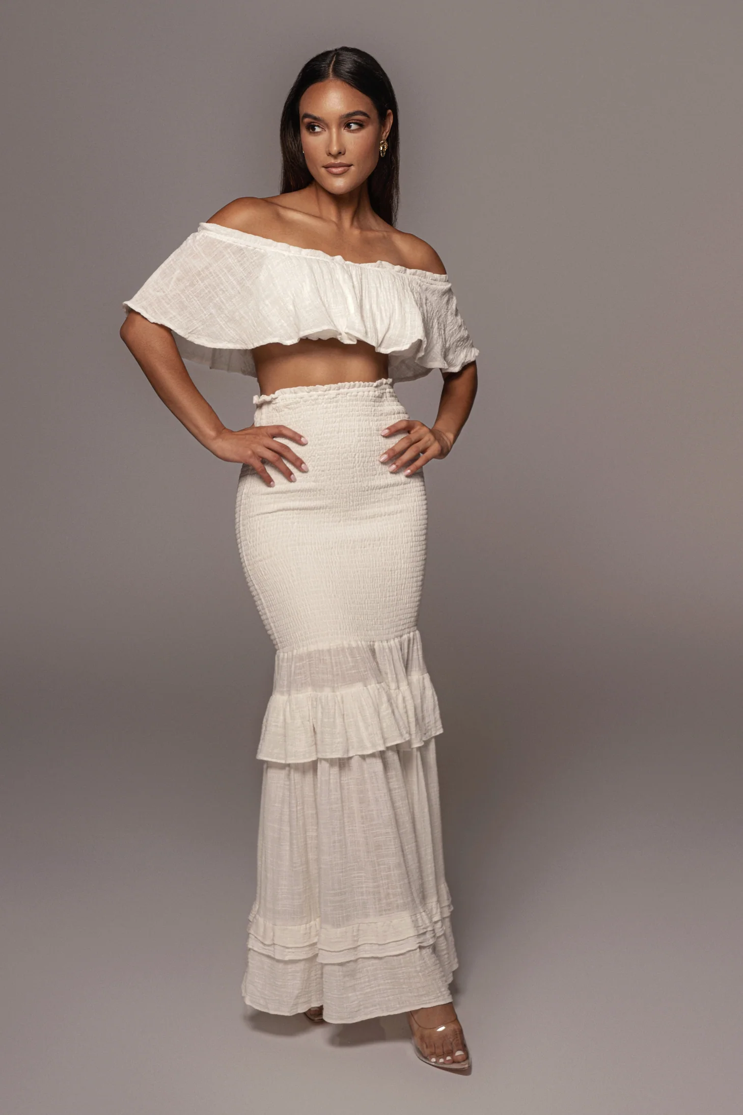 White Sienna Ruffled Skirt Set - Image 5