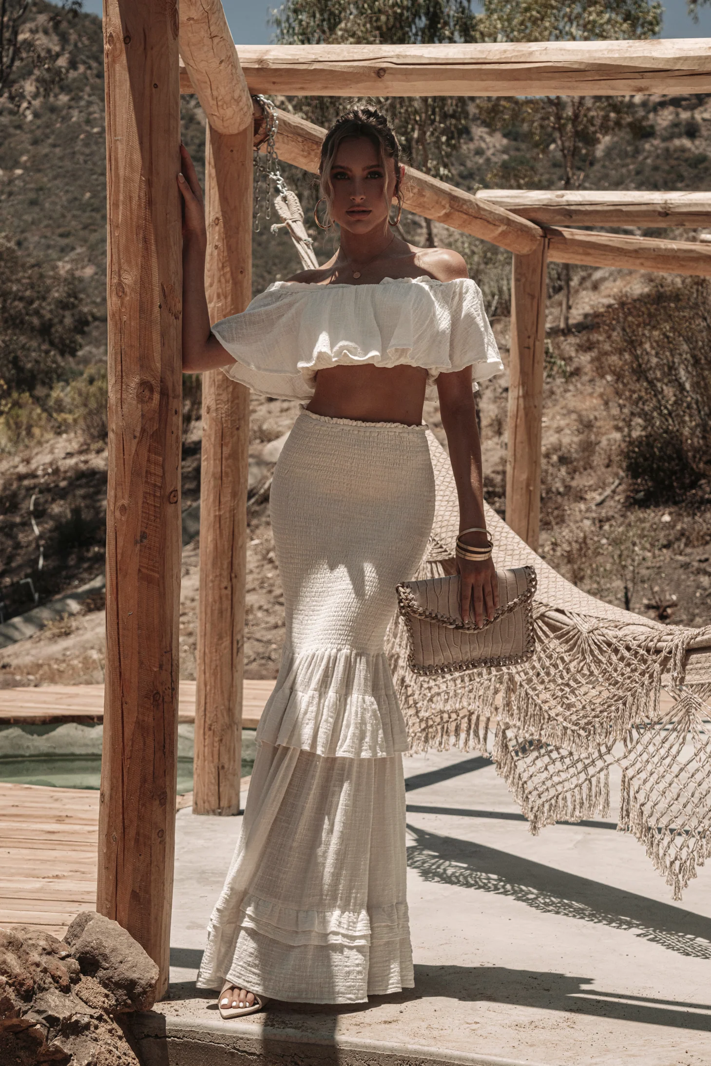 White Sienna Ruffled Skirt Set - Image 6