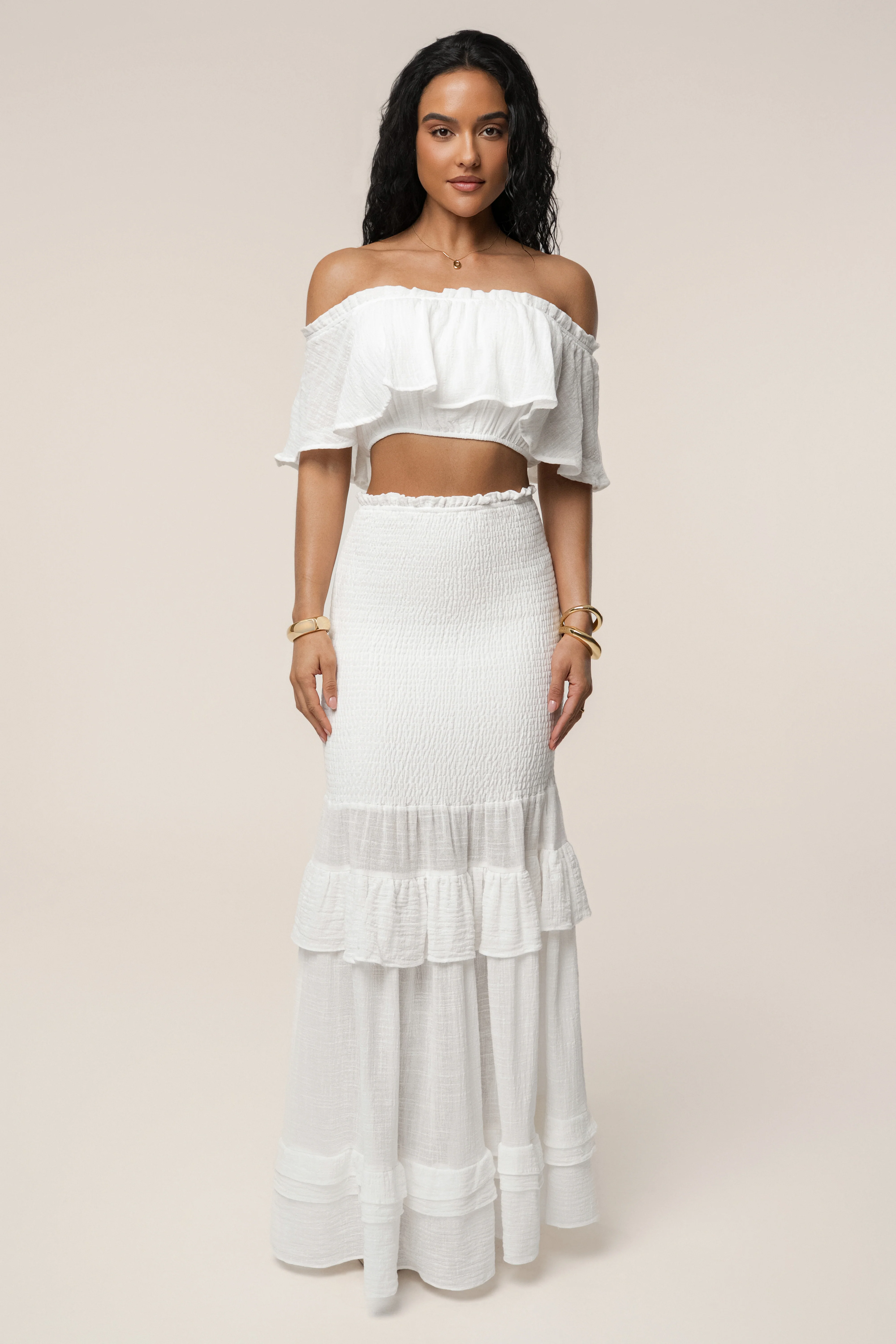 White Sienna Ruffled Skirt Set - Image 8