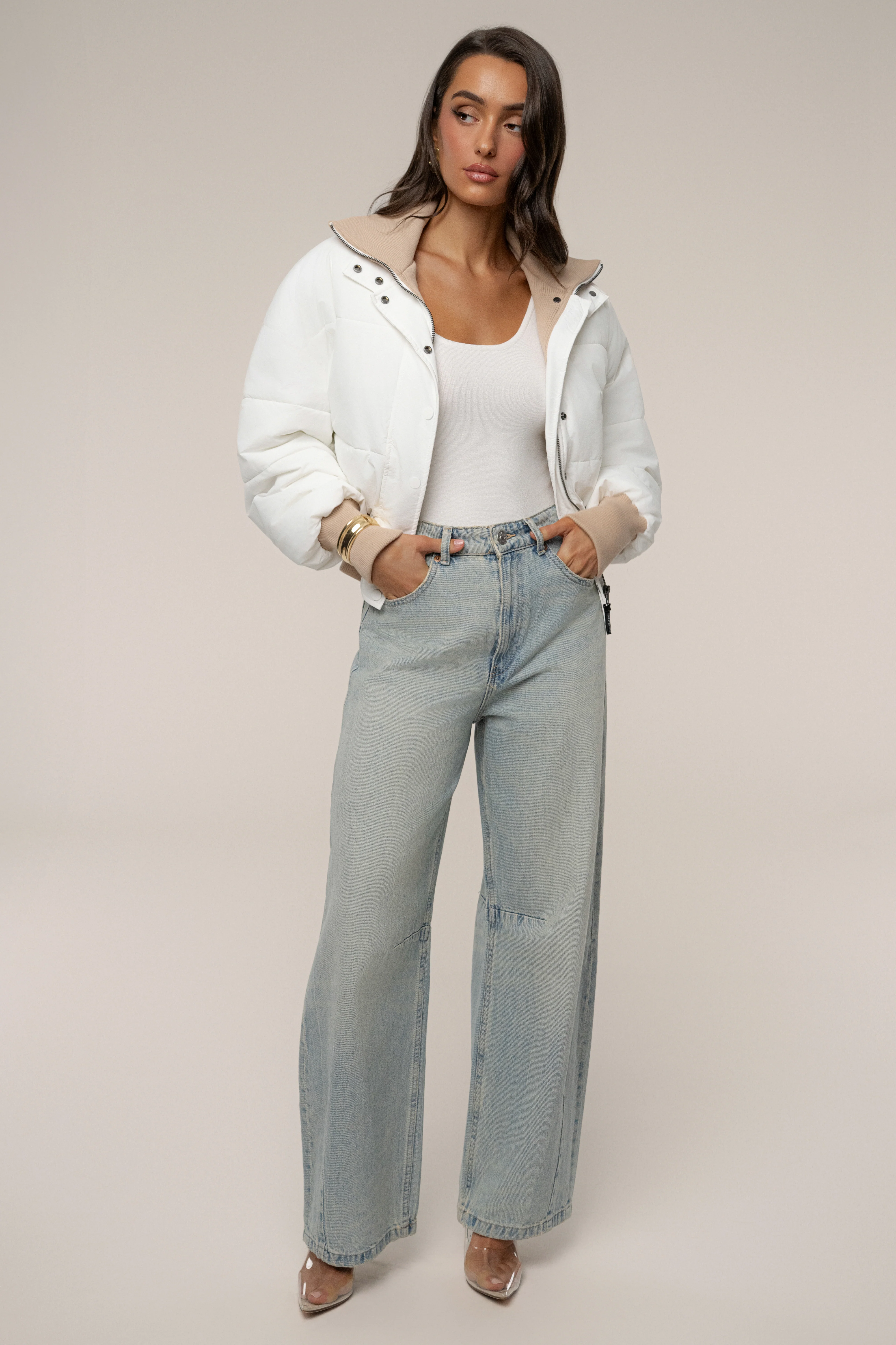 White Stassie Ribbed Jacket - Image 4