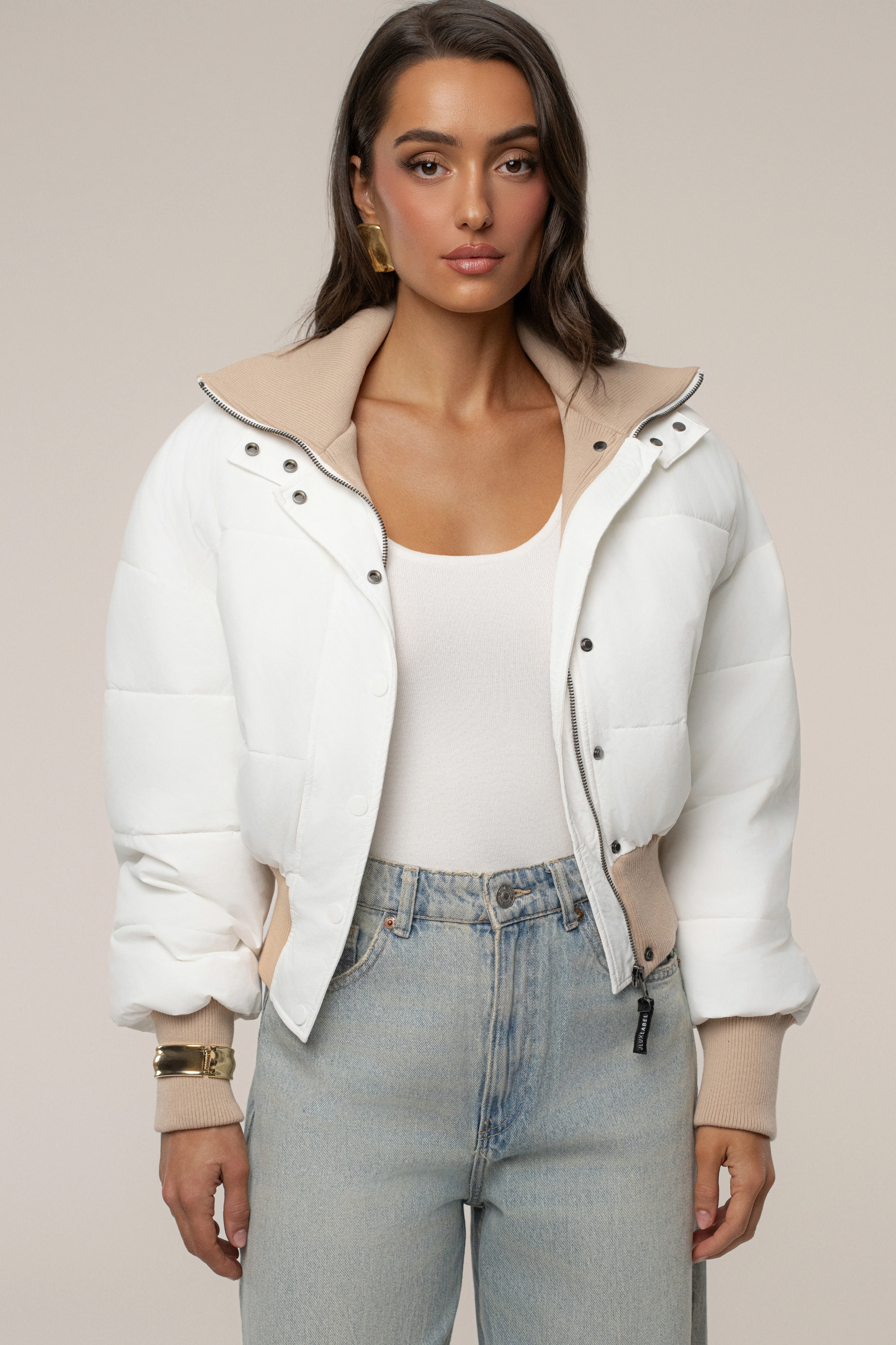 White Stassie Ribbed Jacket - Image 5