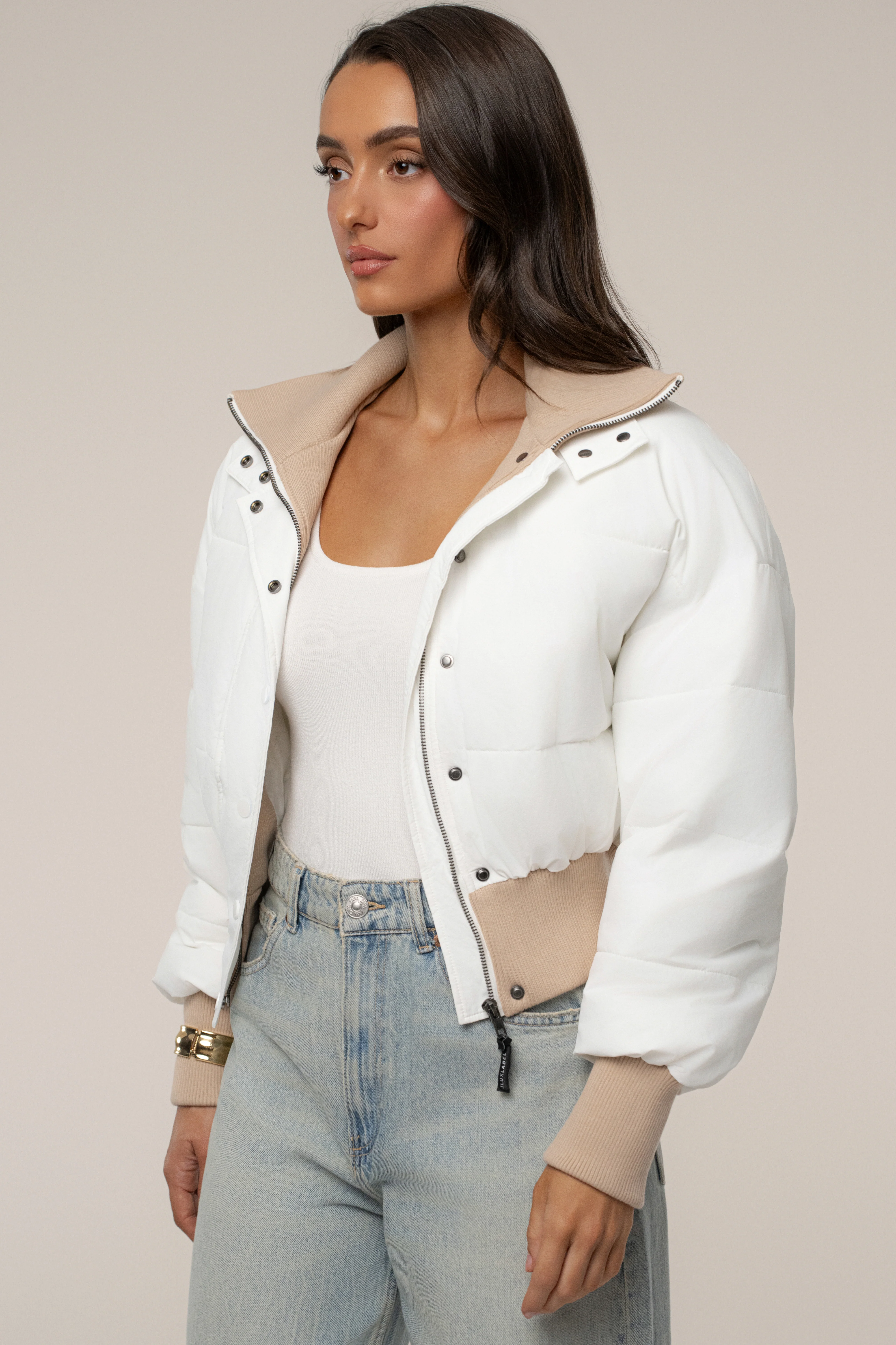 White Stassie Ribbed Jacket - Image 8