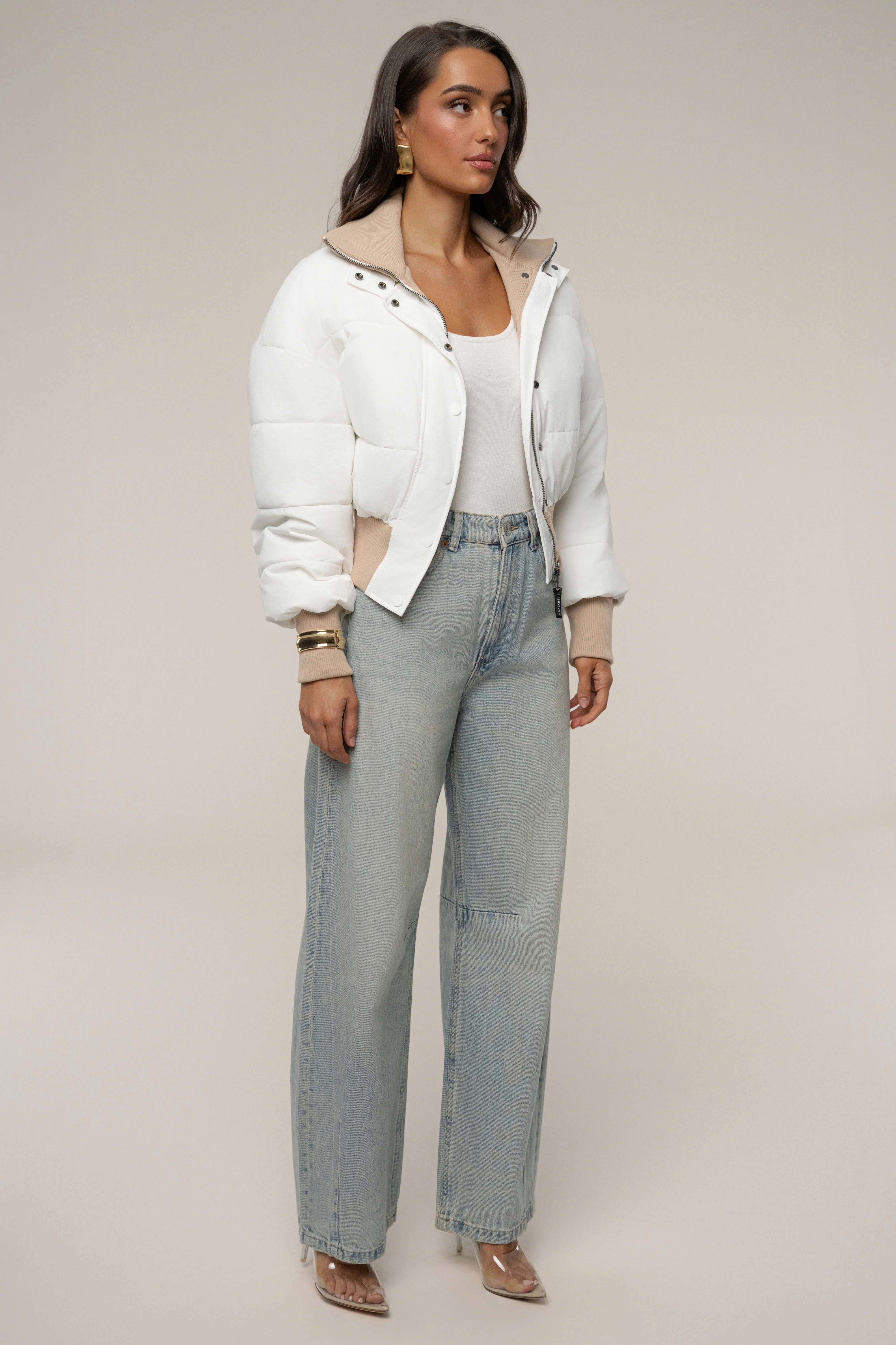 White Stassie Ribbed Jacket - Image 9