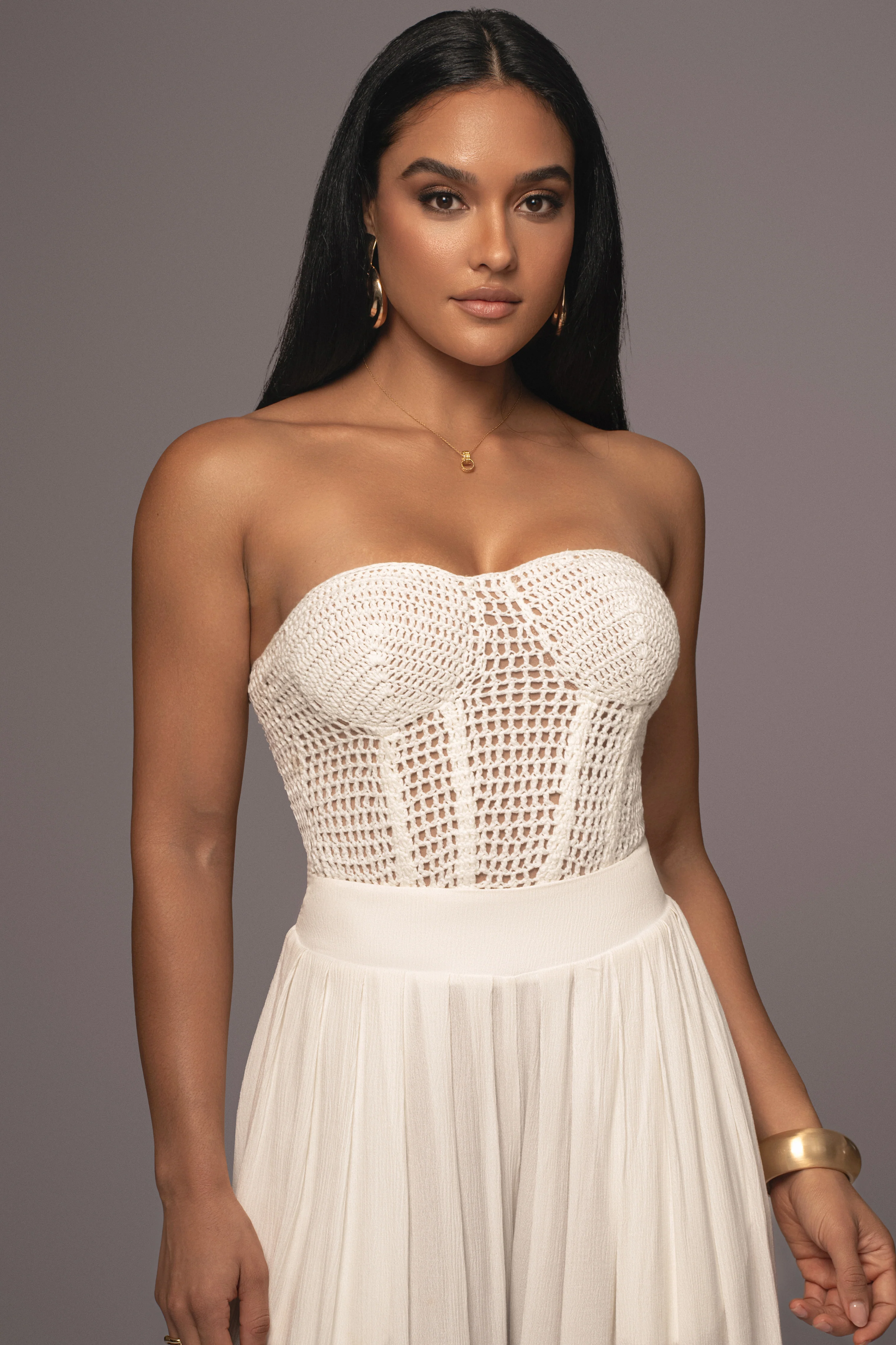 White Want It All Crochet Bustier - Image 5