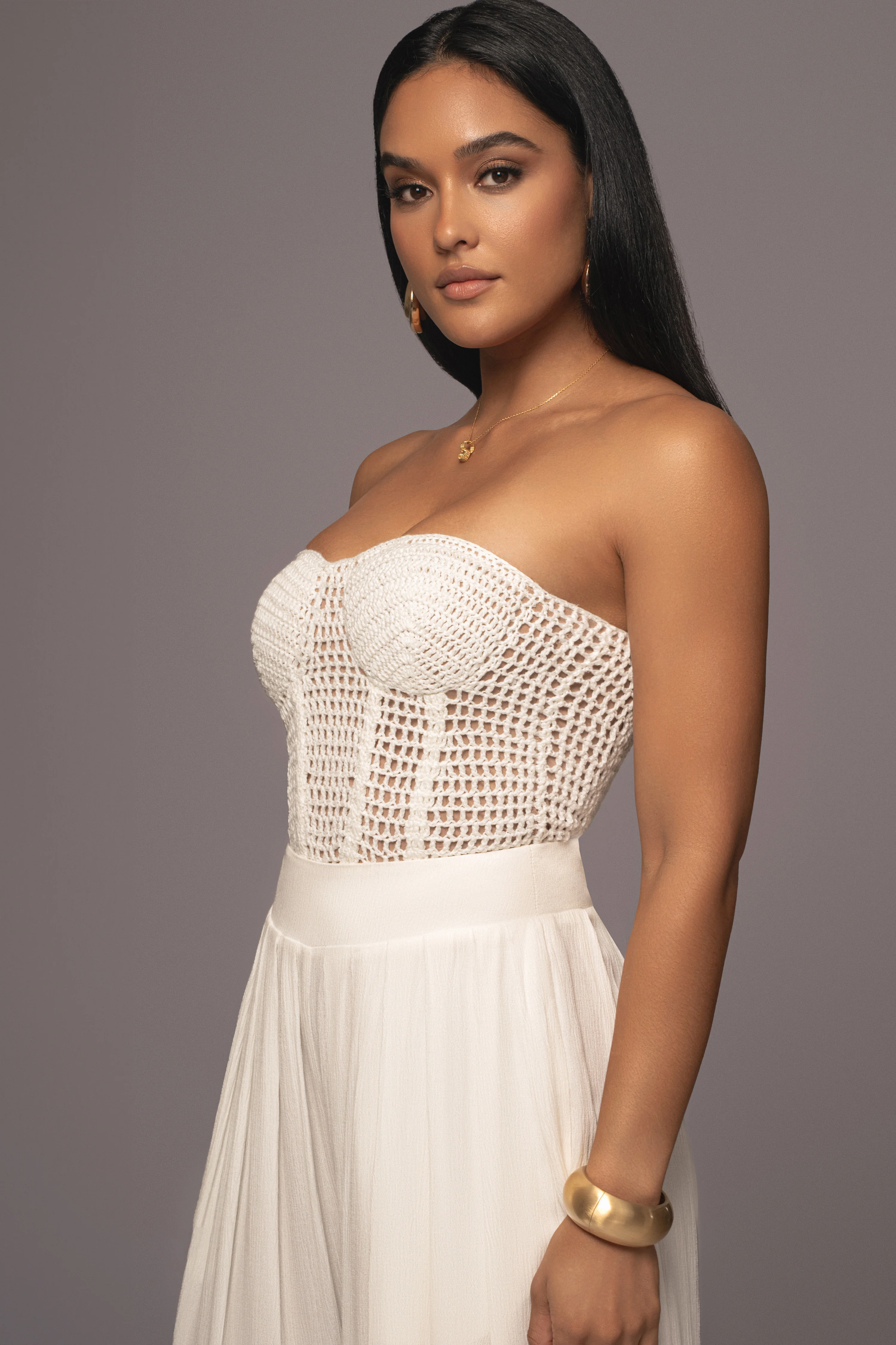 White Want It All Crochet Bustier - Image 8