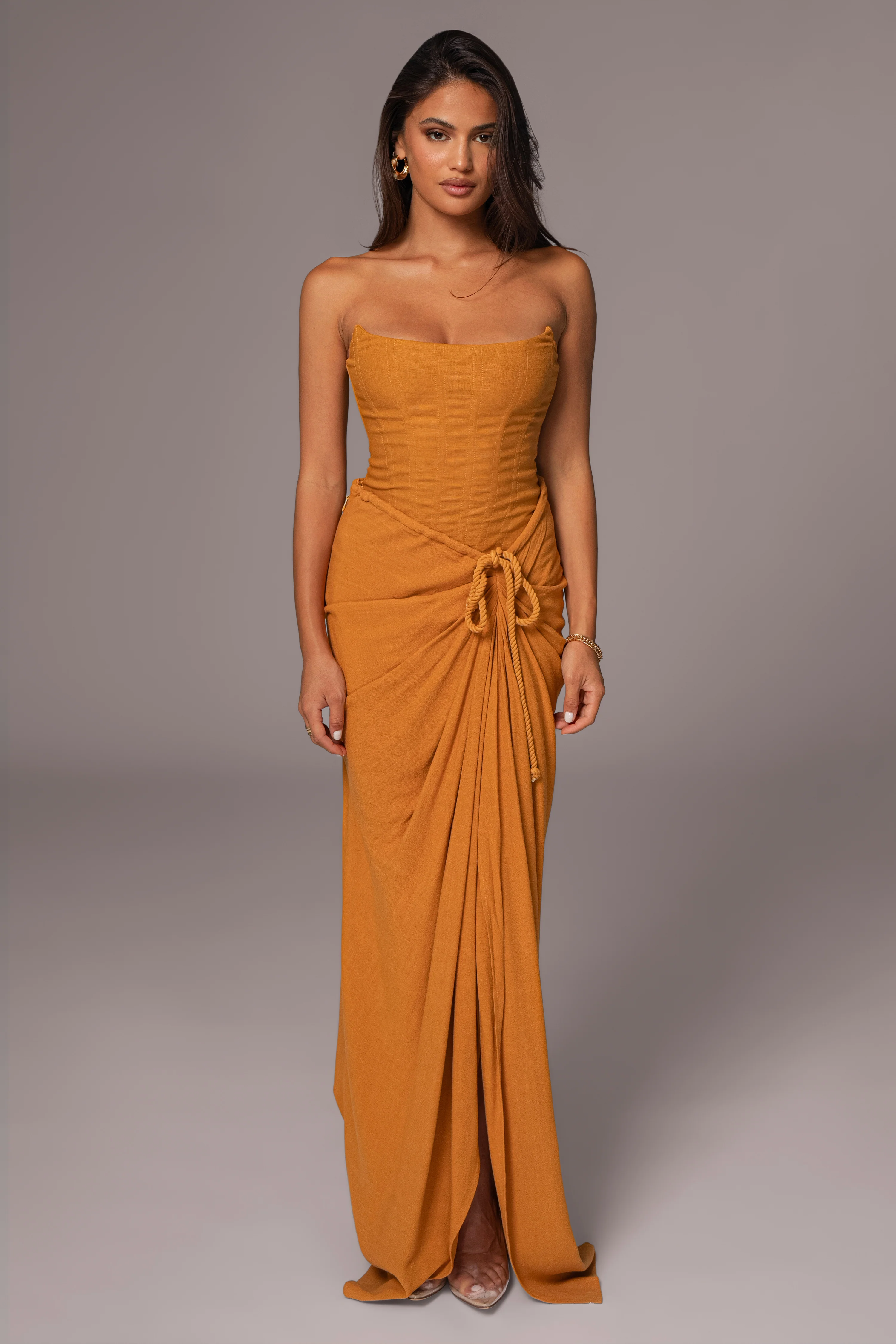 Yellow Noelia Linen Slit Skirt - Image 3
