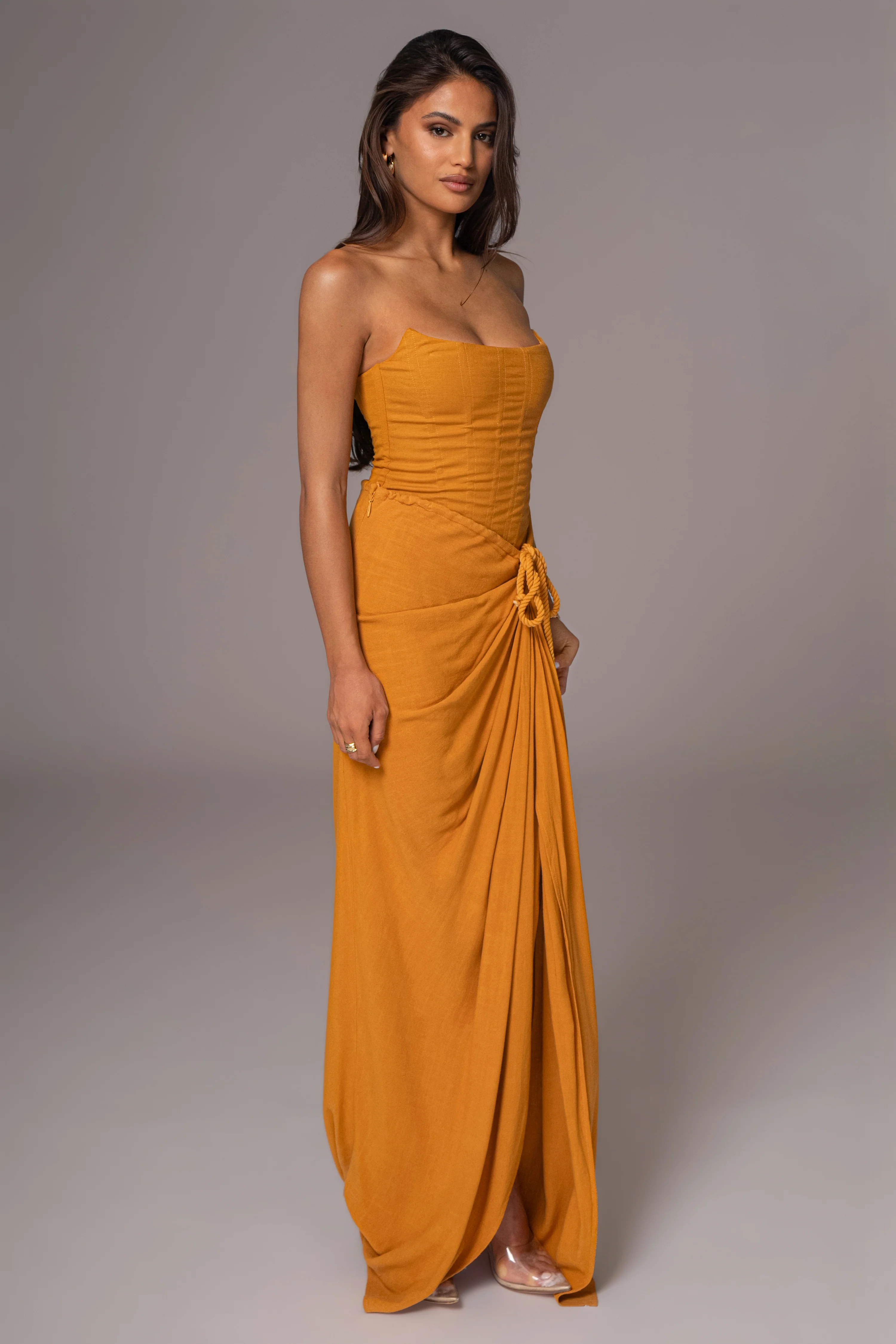 Yellow Noelia Linen Slit Skirt - Image 4