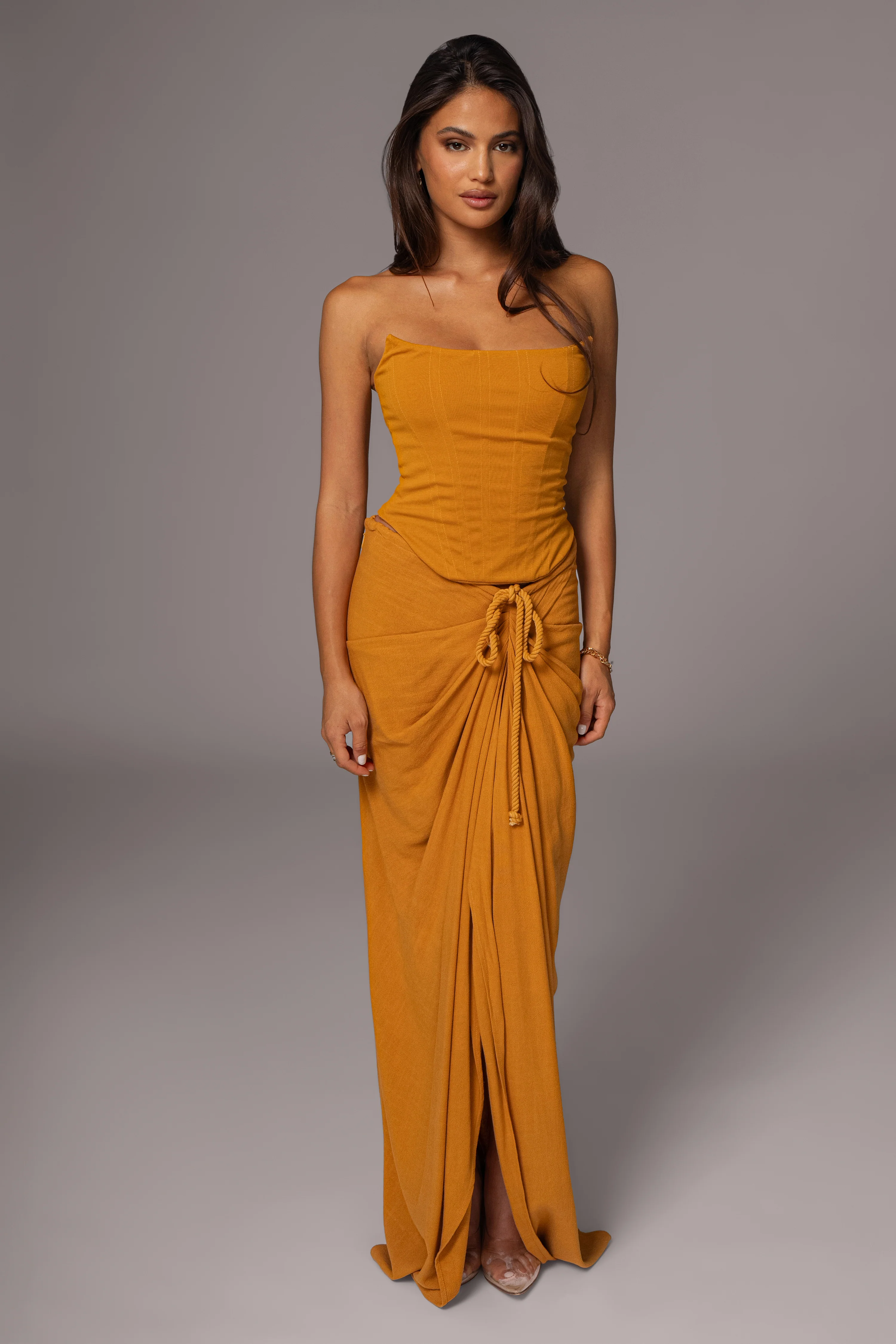 Yellow Noelia Linen Slit Skirt - Image 5