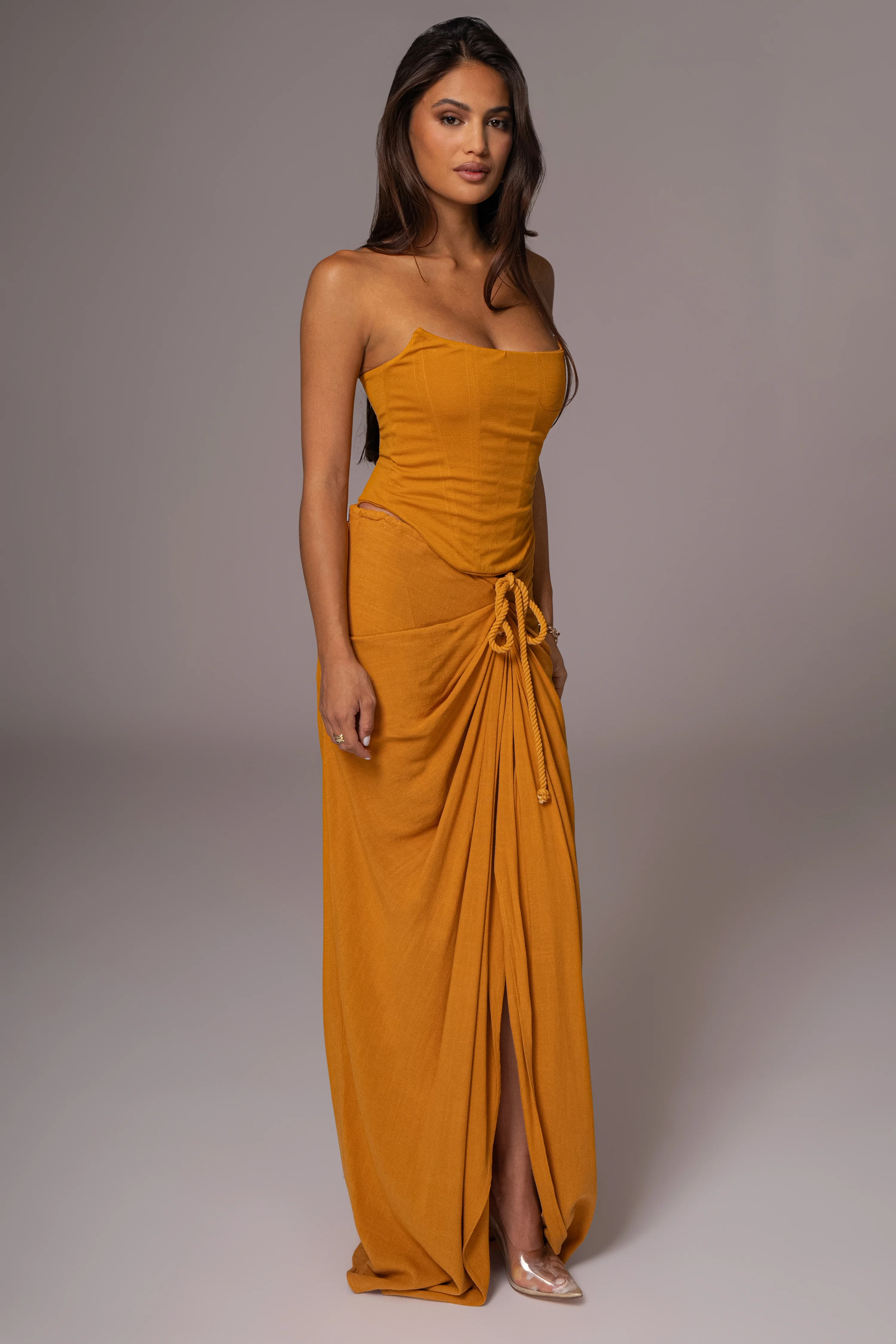 Yellow Noelia Linen Slit Skirt - Image 6