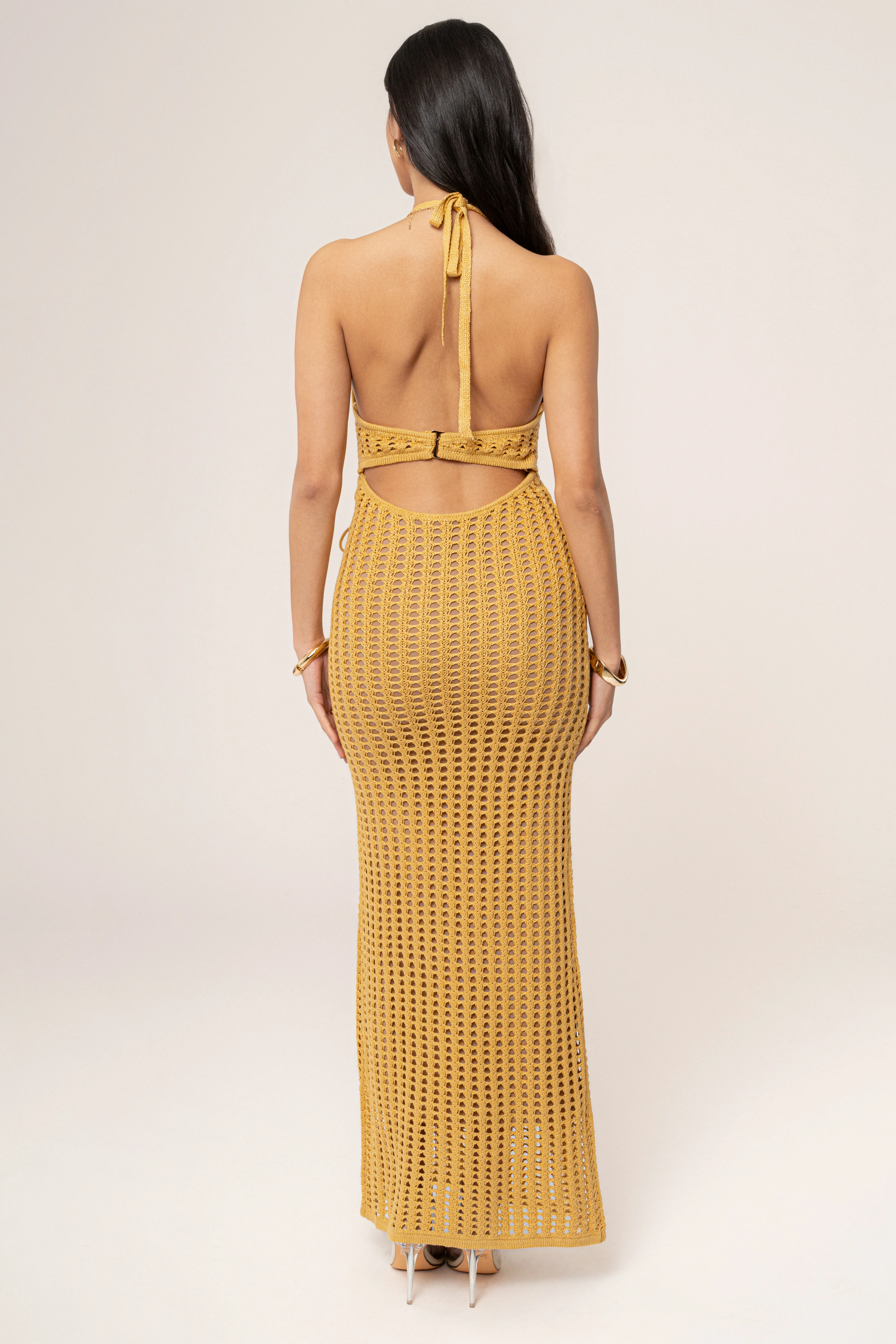 Yellow Oceanic Dream Crochet Maxi Dress - Image 12