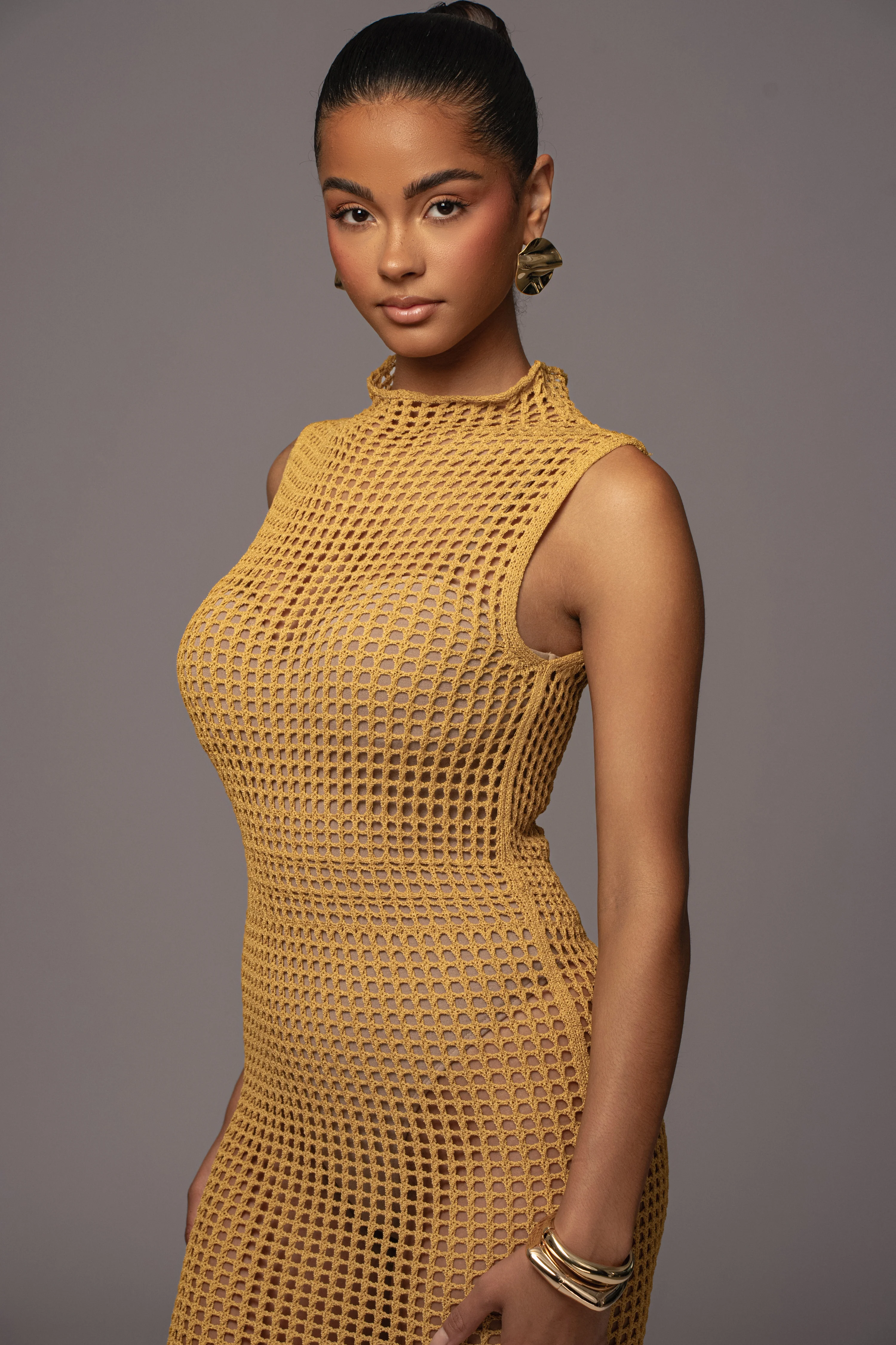 Yellow Pacific Tides Crochet Maxi Dress - Image 7