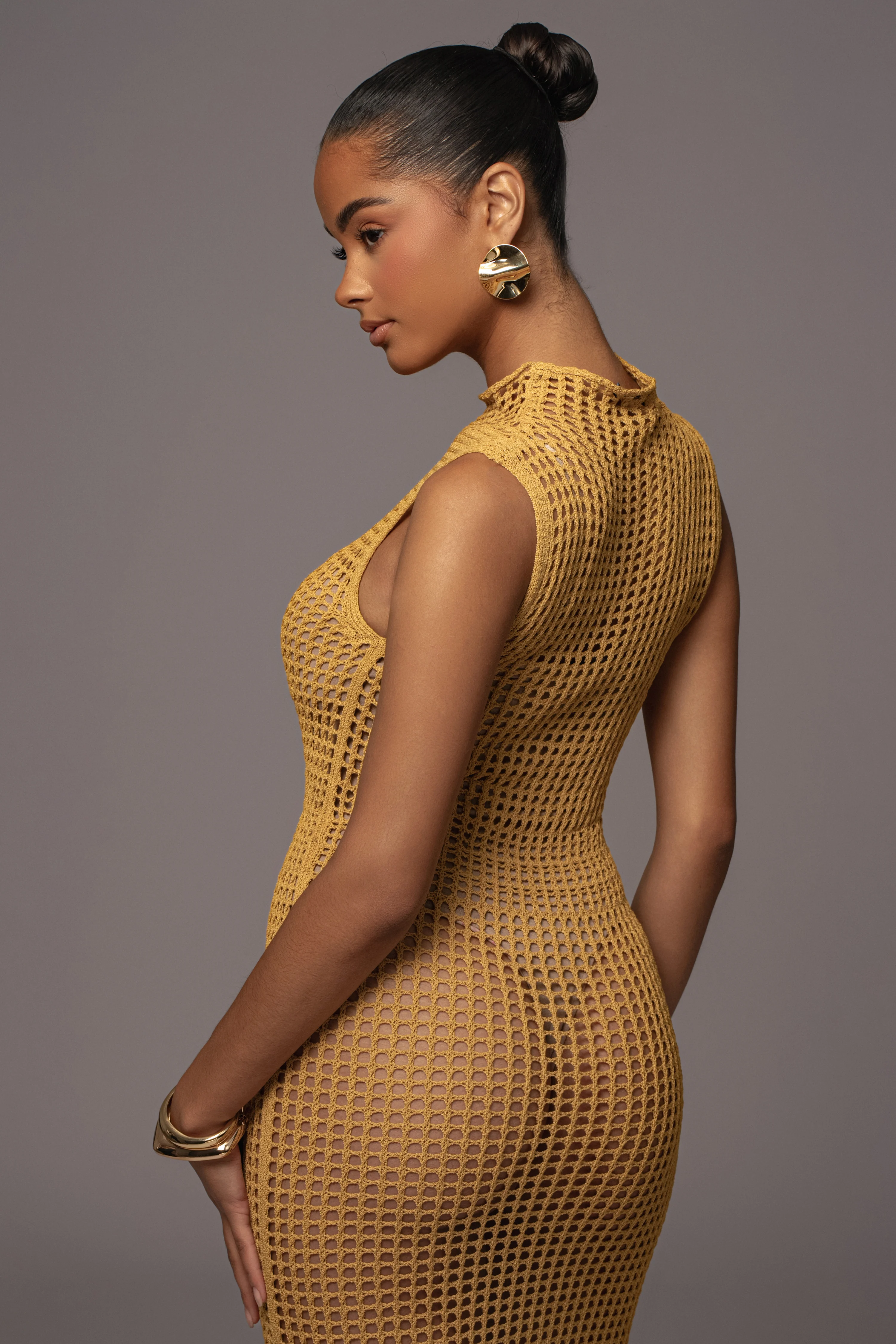 Yellow Pacific Tides Crochet Maxi Dress - Image 8