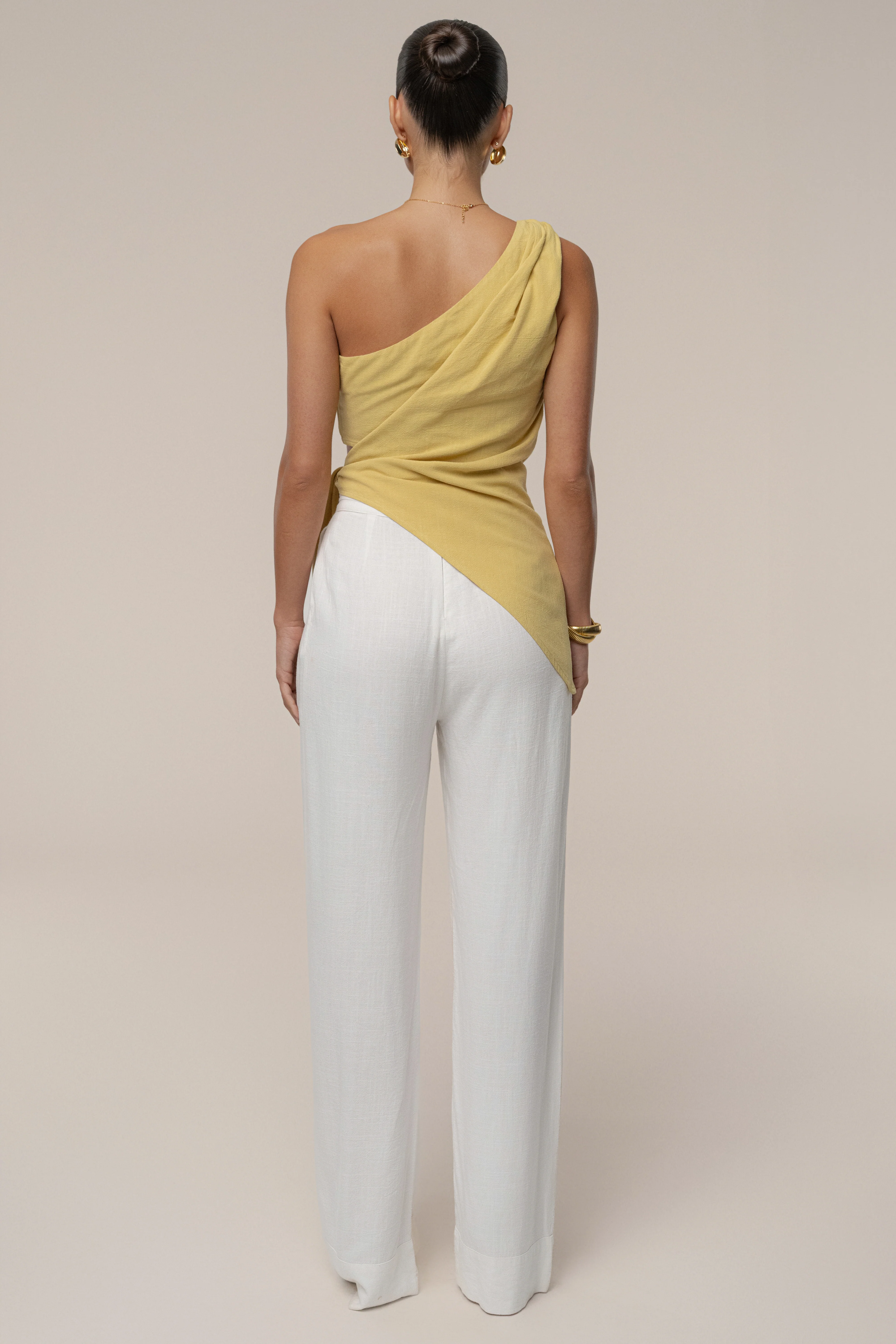 Yellow Palmera One Shoulder Top - Image 10