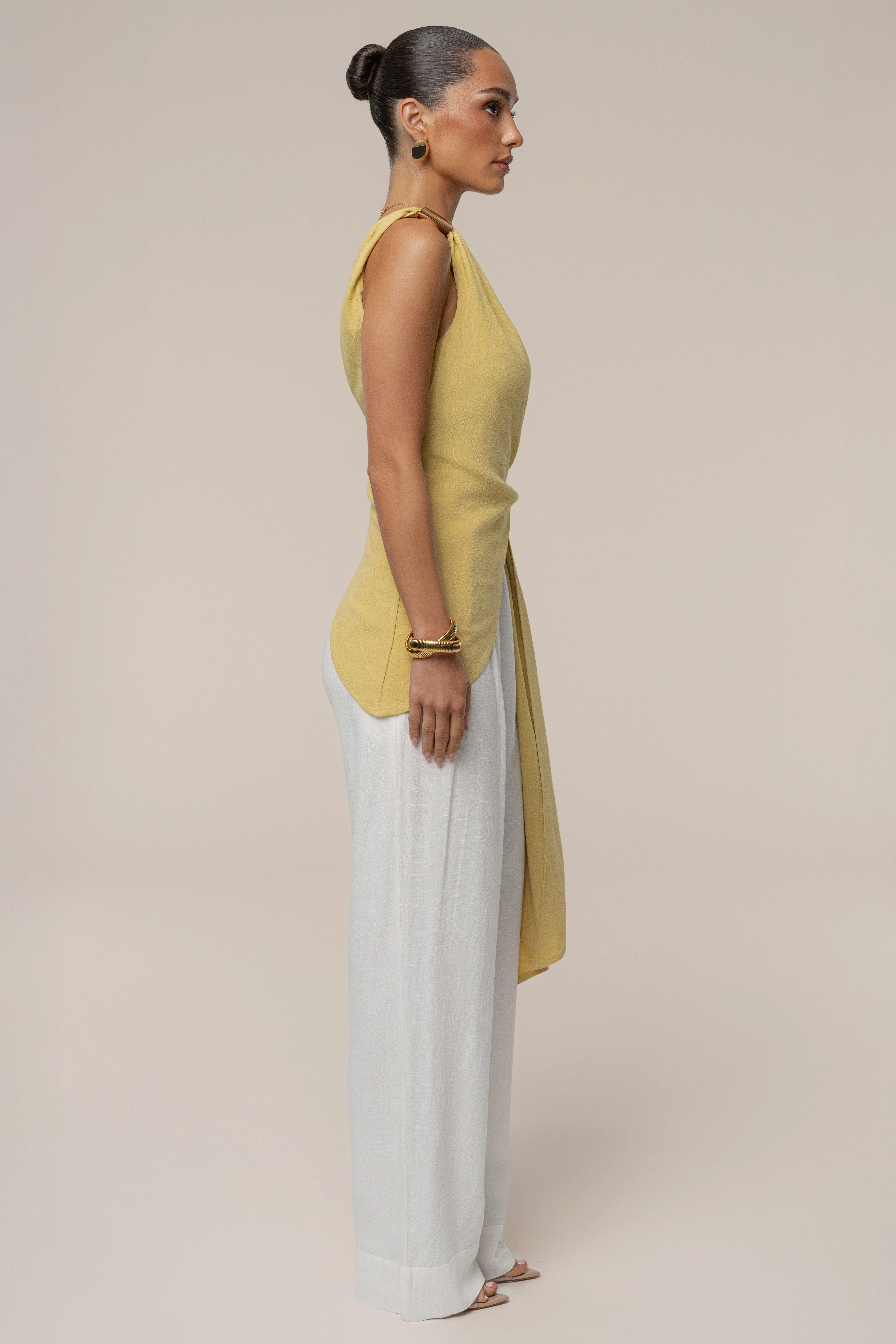 Yellow Palmera One Shoulder Top - Image 7