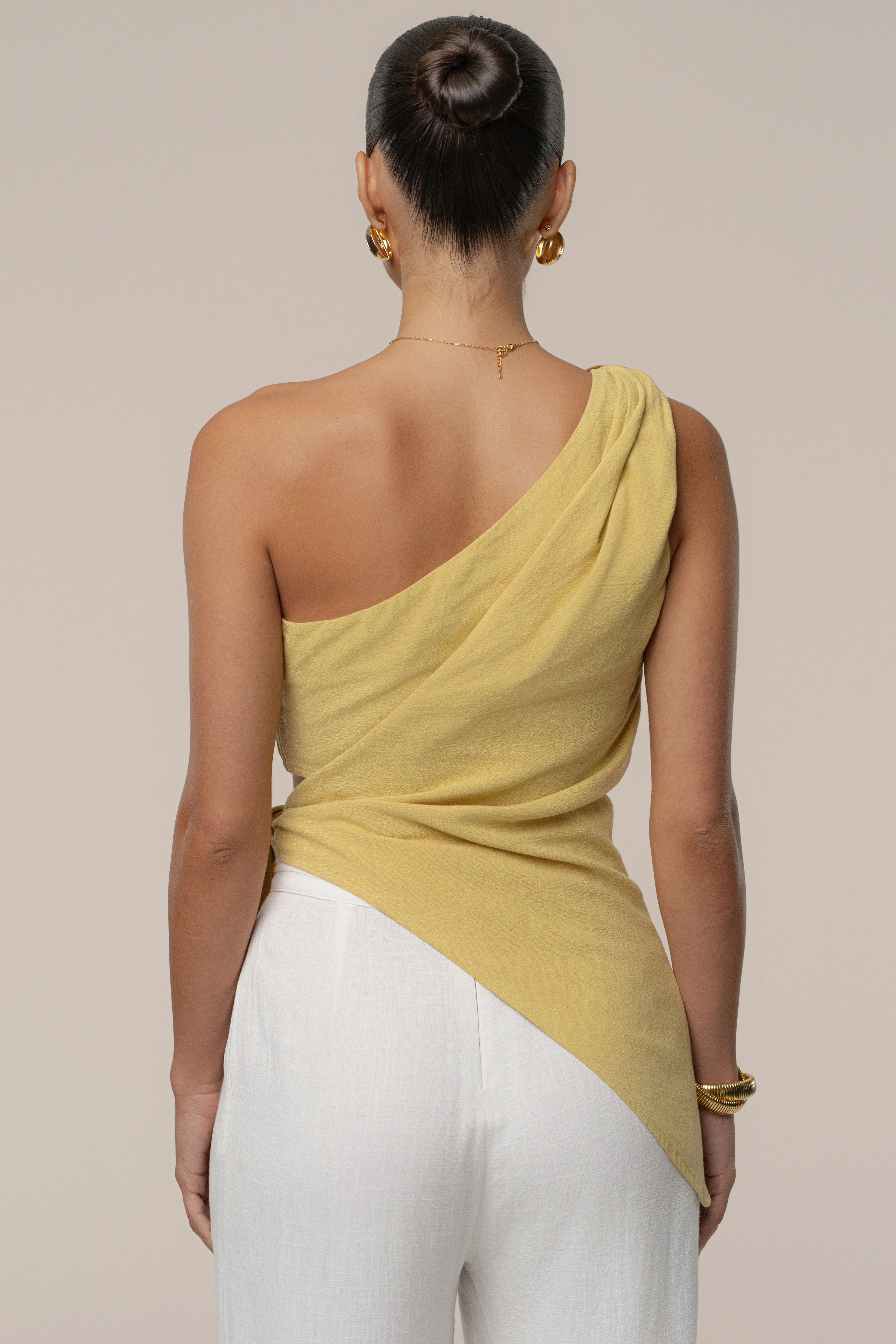 Yellow Palmera One Shoulder Top - Image 9