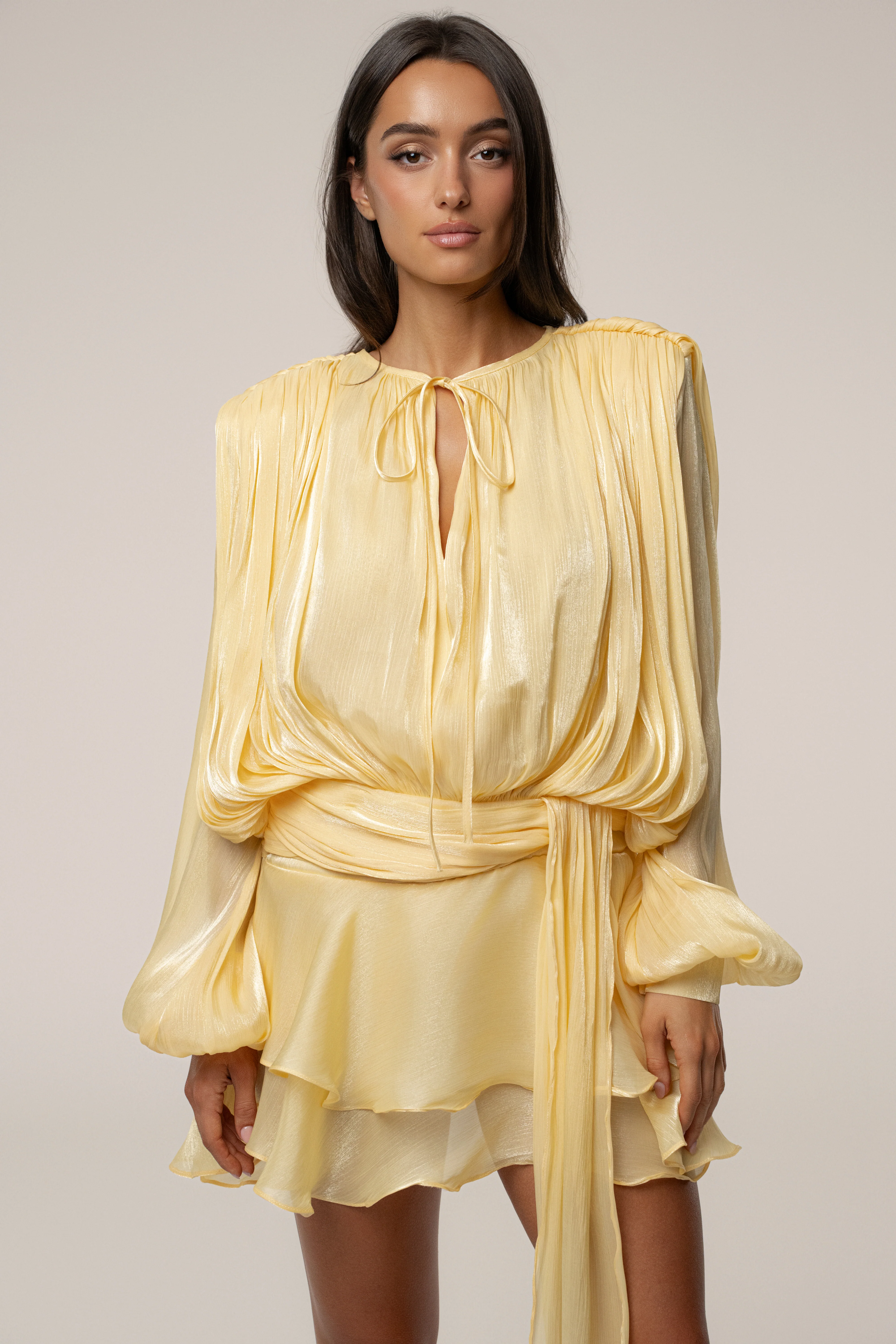 Yellow Pure Glow Draped Mini Dress - Image 3